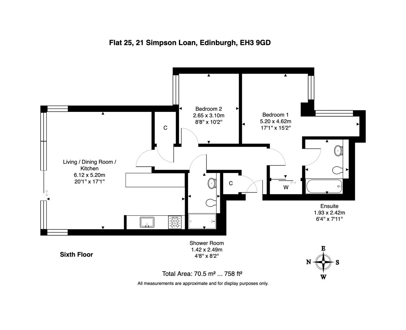 Flat 25, 21, Simpson Loan, Edinburgh floorplan