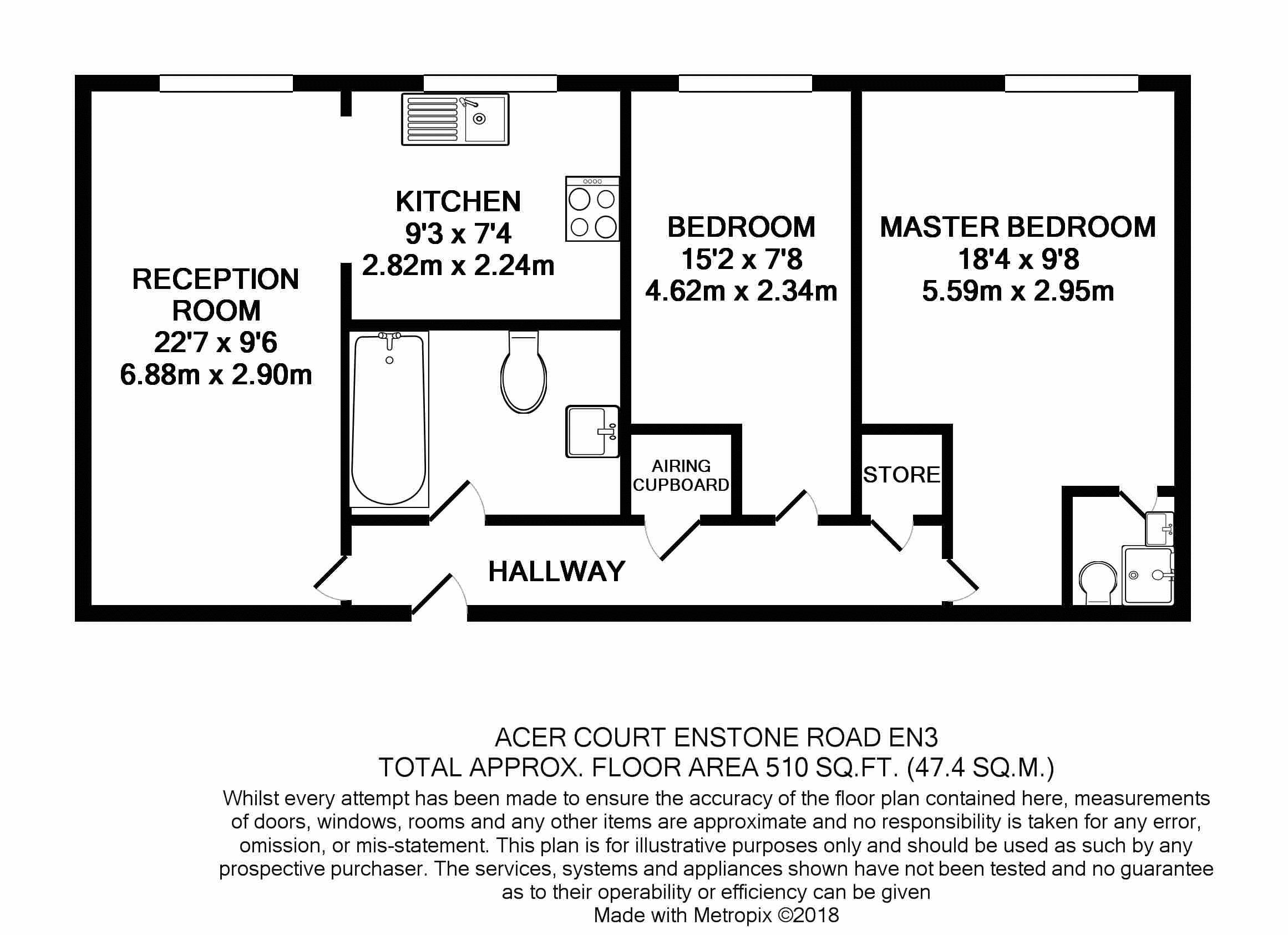 Flat 31,Acer Court,21, Enstone Road, Enfield floorplan
