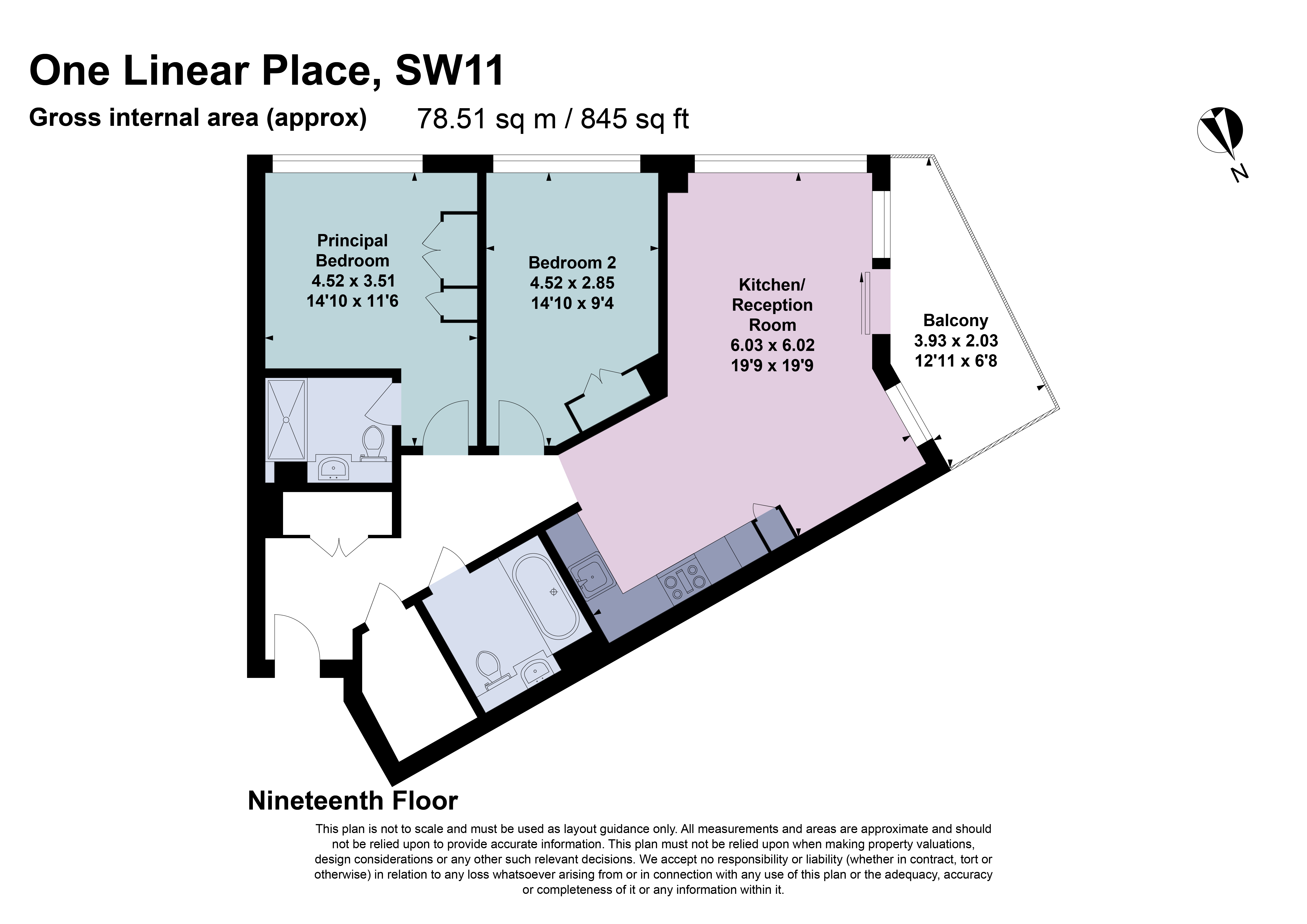 Apartment 1904,, One Linear Place, Ponton Street floorplan