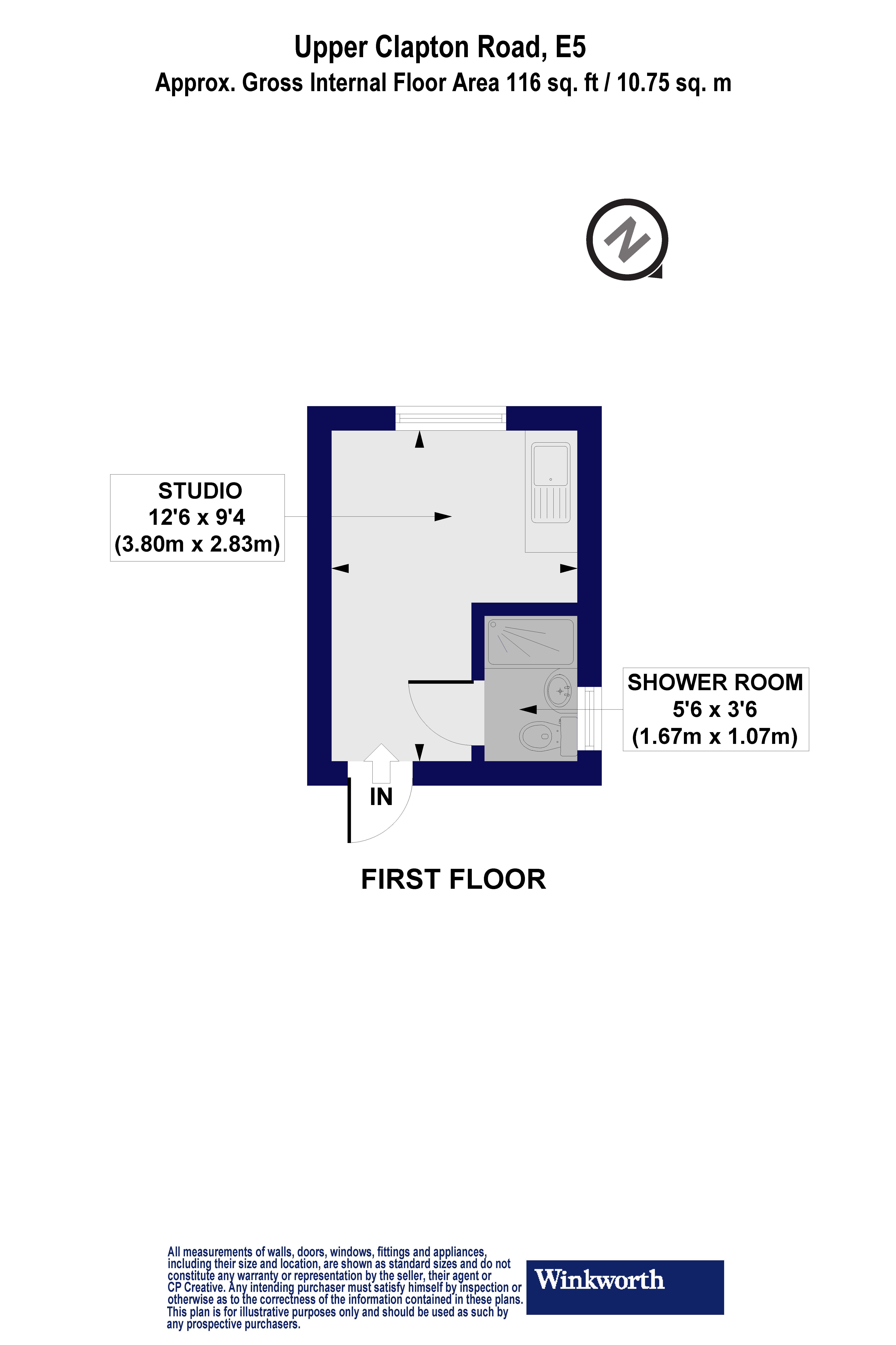 Flat E, 128, Upper Clapton Road, London floorplan