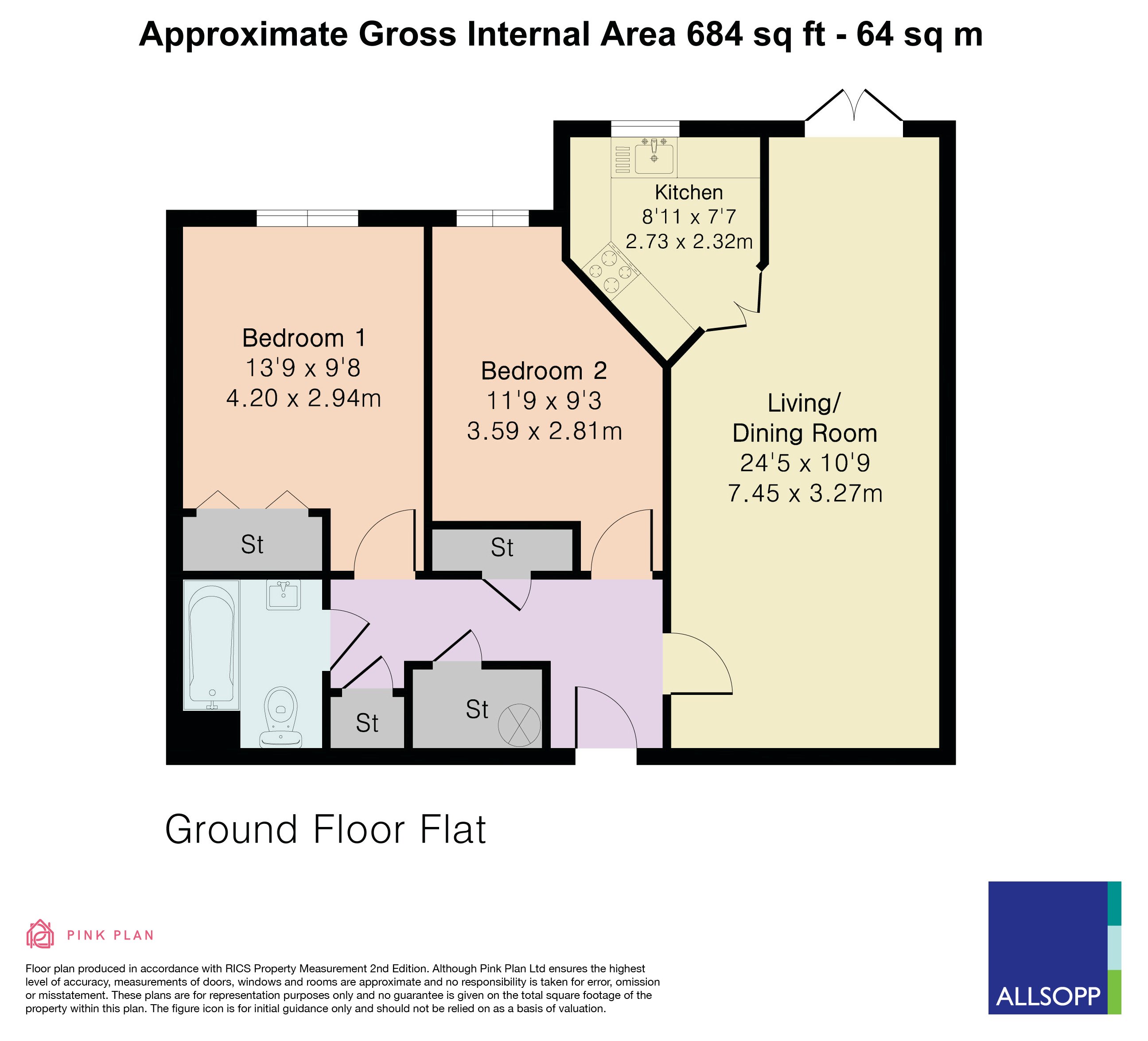 7 Walkers Court, Southdown Road, Harpenden floorplan