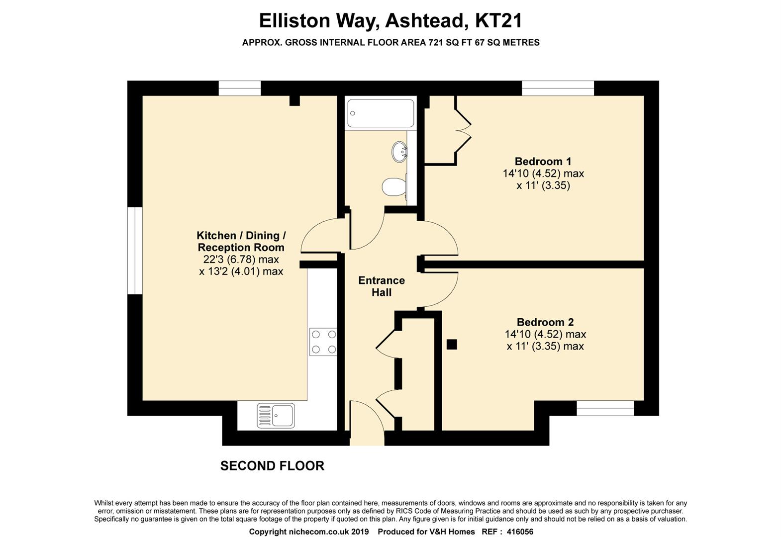 2 Bedrooms Flat for sale in Elliston Way, Ashtead KT21
