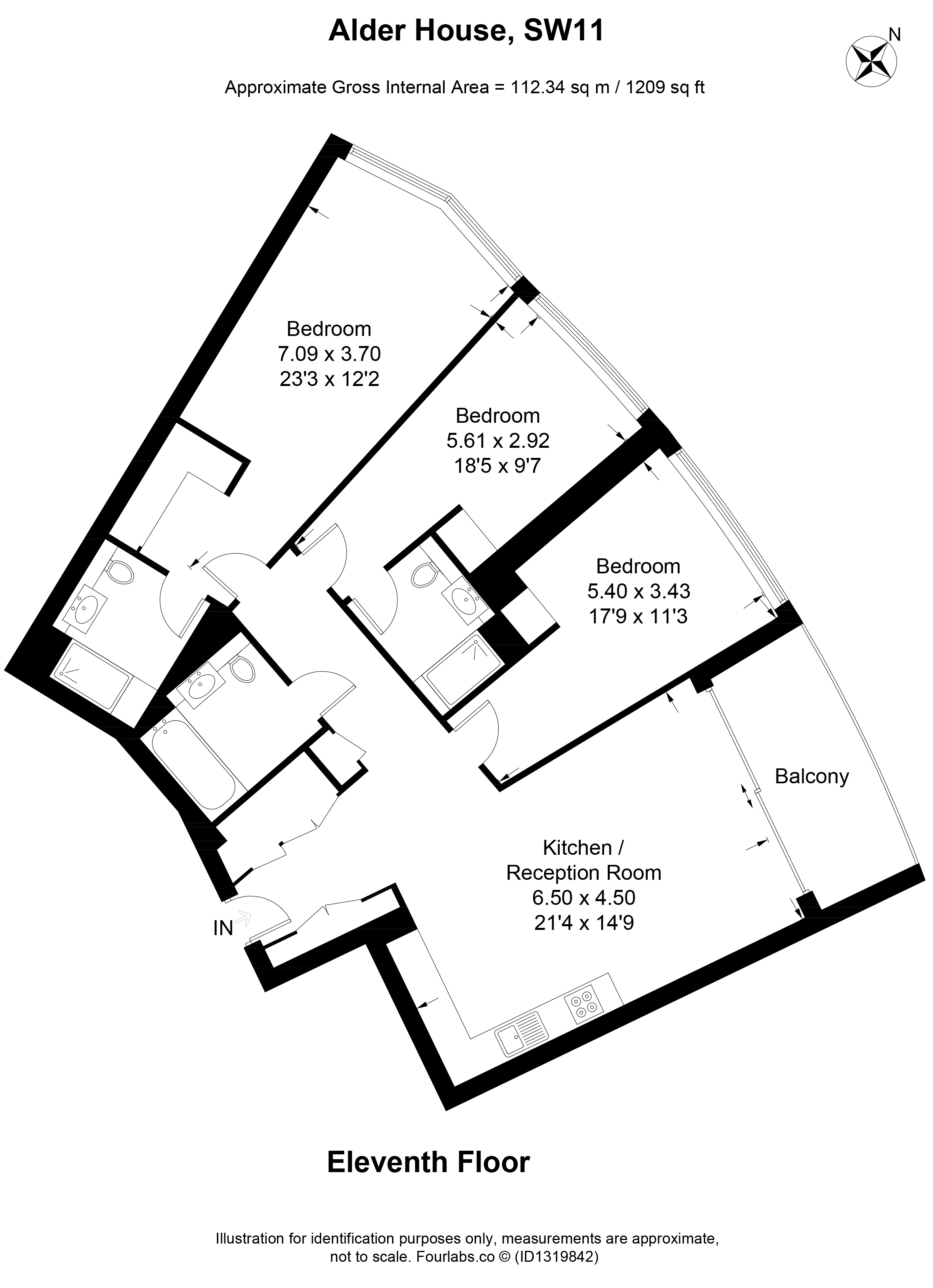 Apartment 1102, Alder House, 2, Electric Boulevard, London floorplan