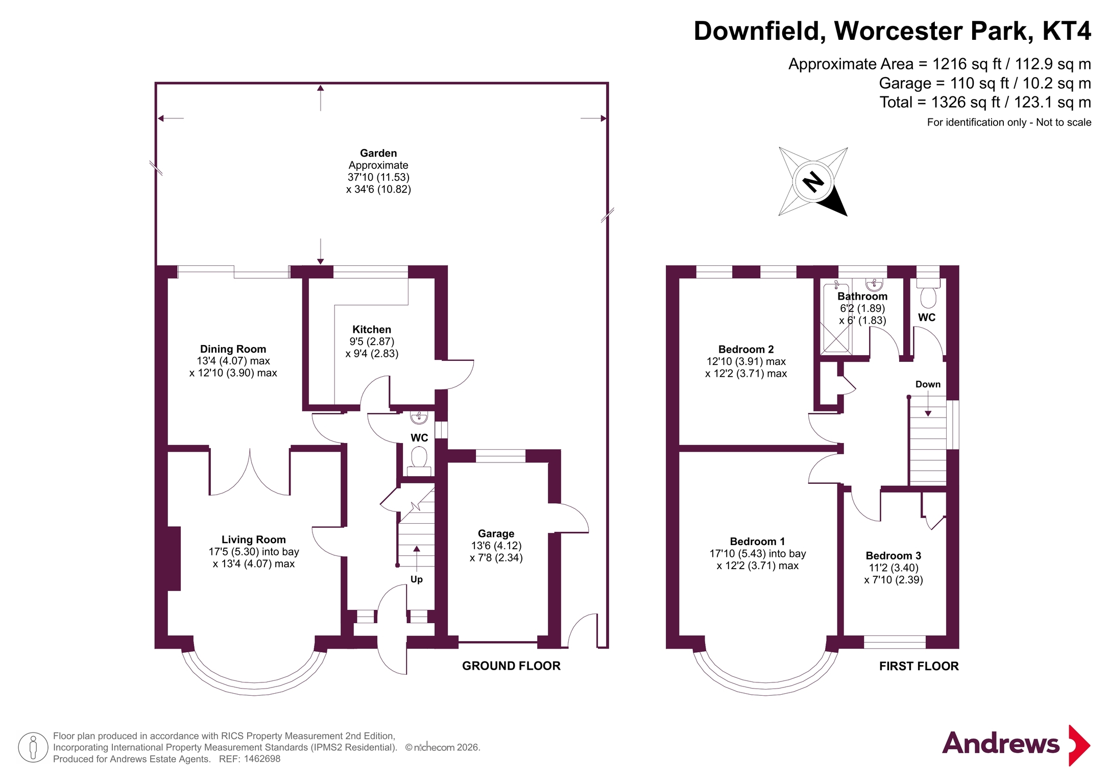3, Downfield, Worcester Park floorplan