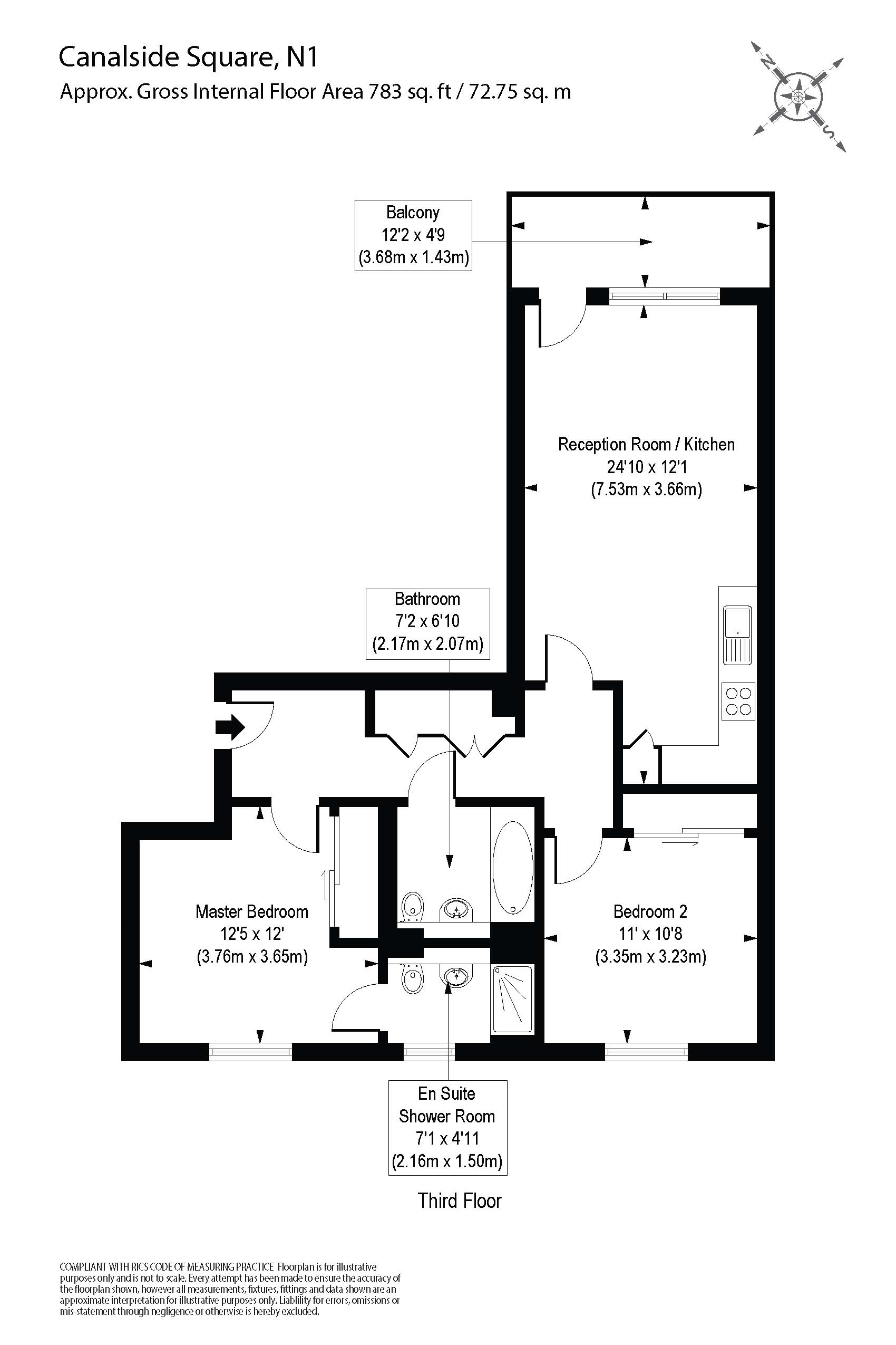 2 Bedrooms Flat to rent in Canalside Square, London N1