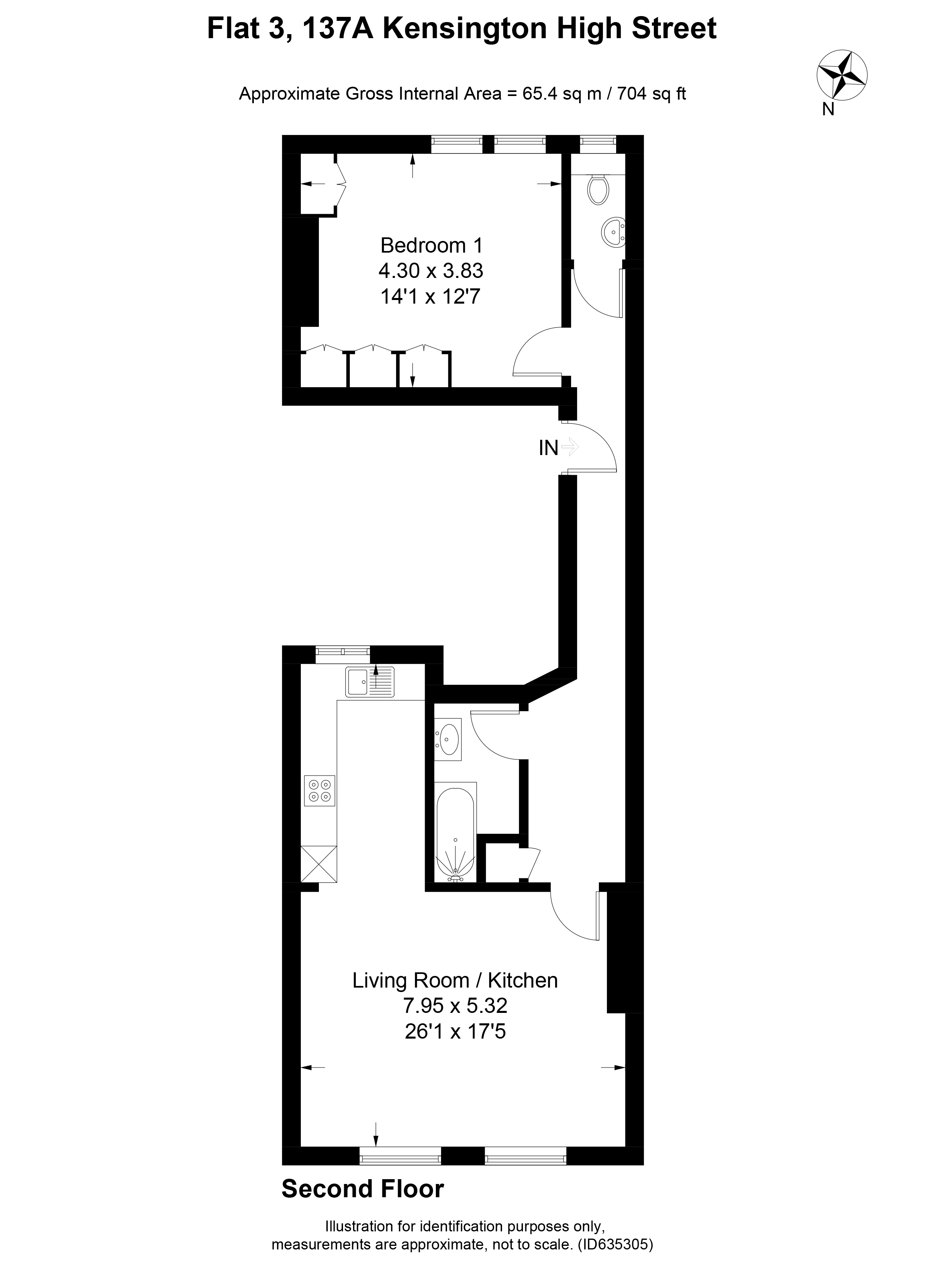 Flat 3, 137A, Kensington High Street, London floorplan