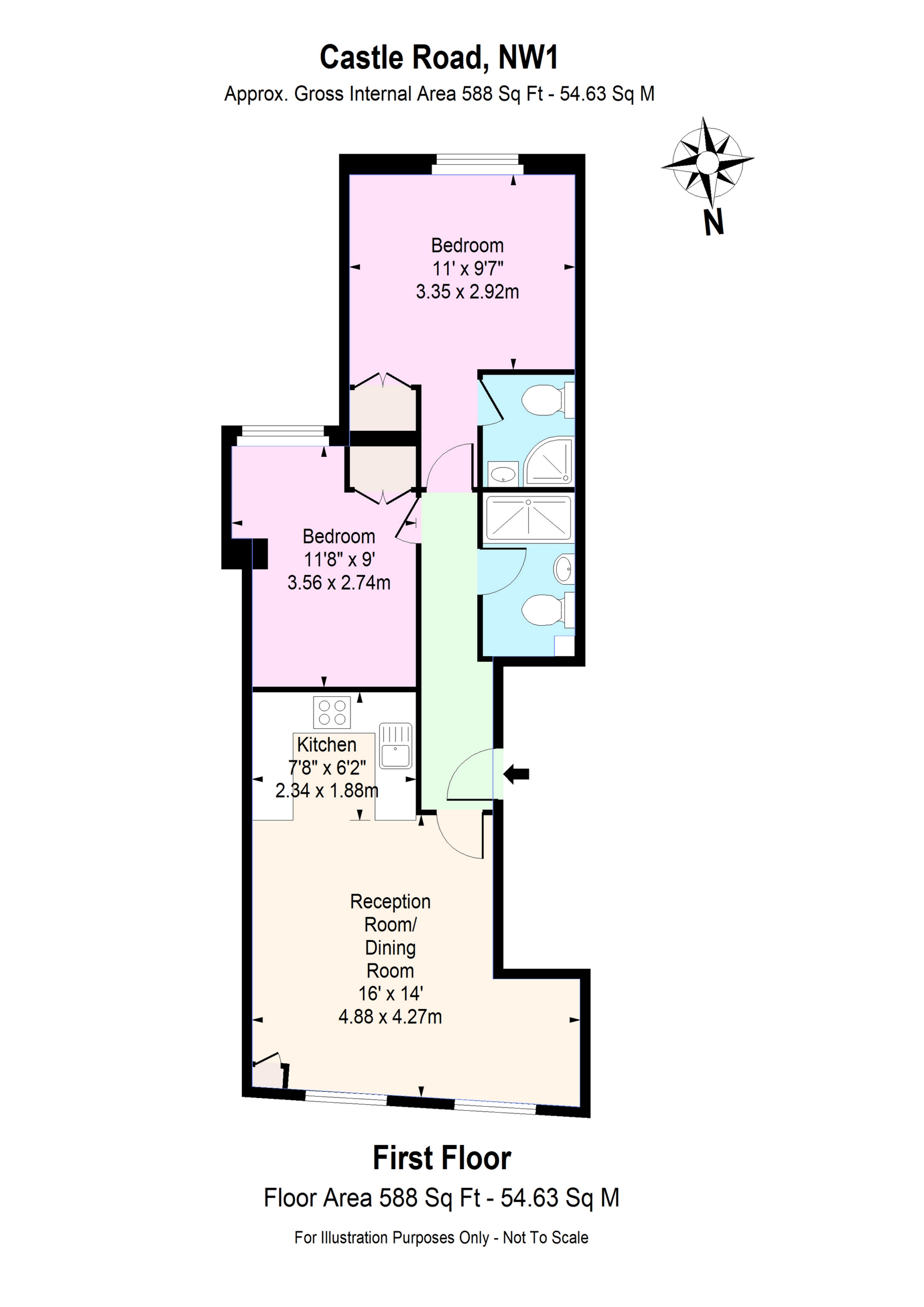 2 Bedrooms Flat to rent in Castle Road, Camden NW1