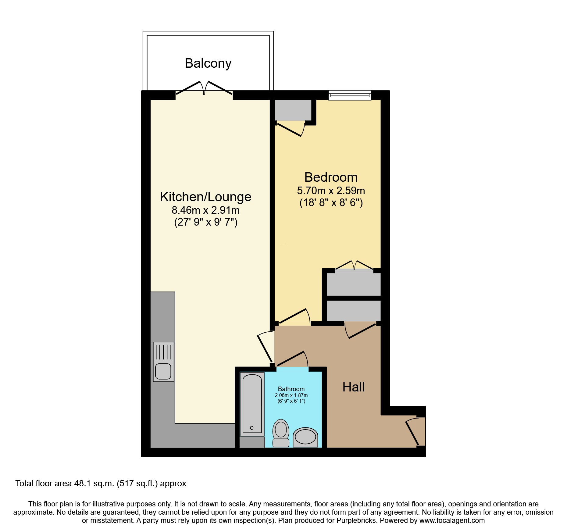 Flat 1/Raleigh House, The Compass, Southampton floorplan