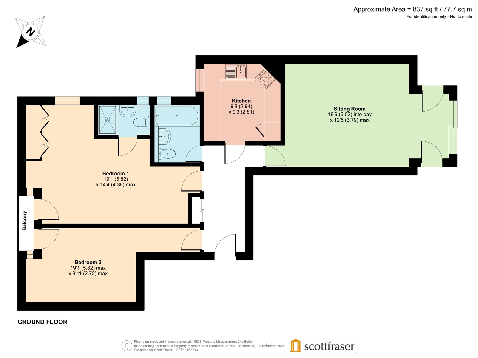 Flat 1, Apsley Court, 318, Woodstock Road, North Oxford floorplan