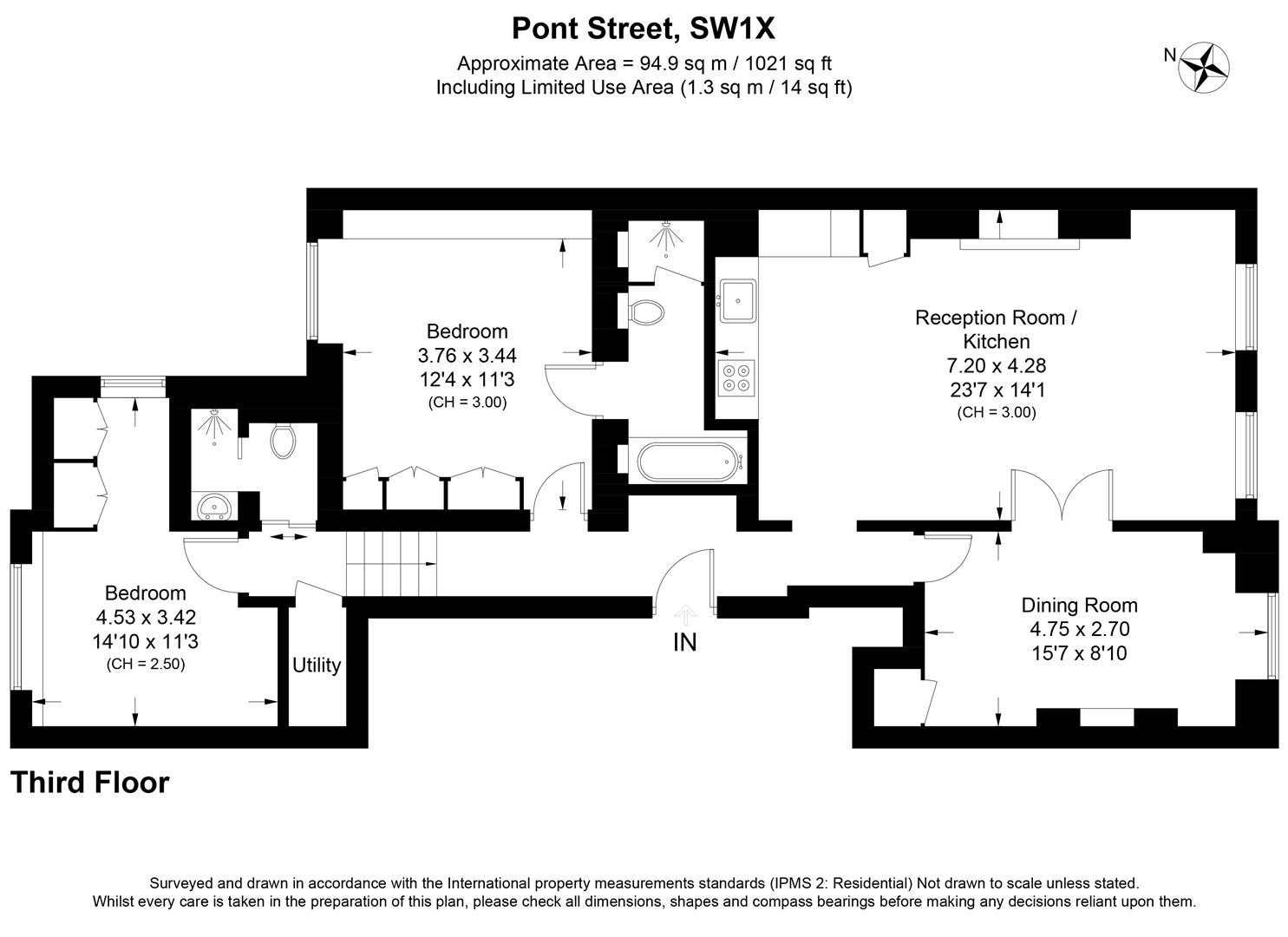 Flat D, 44, Pont Street, London floorplan