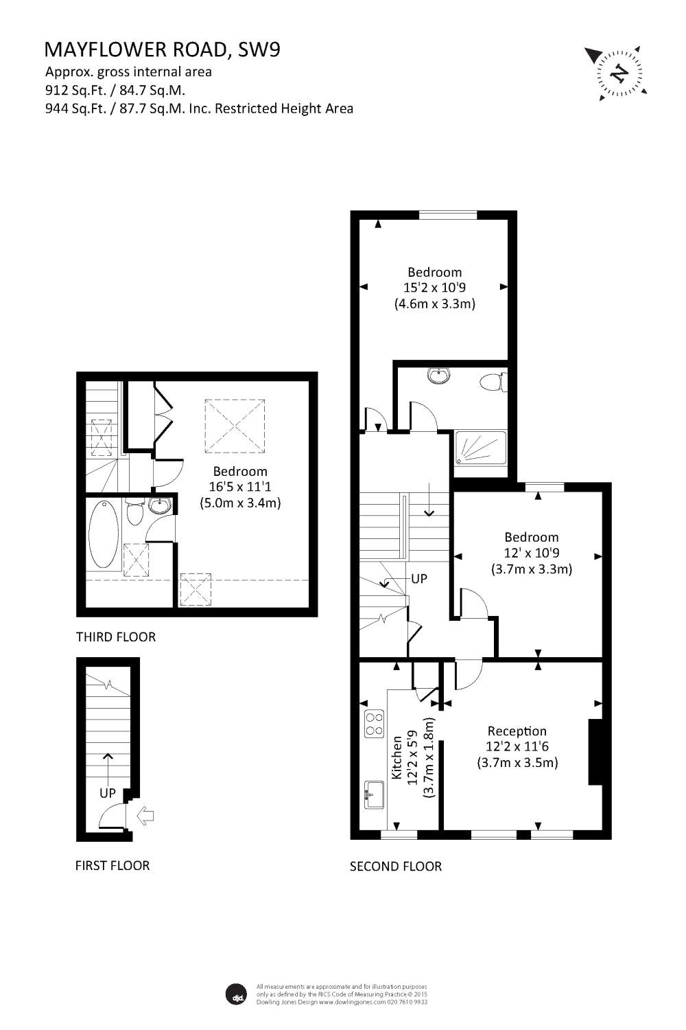 3 Bedrooms Flat to rent in Mayflower Road, London SW9