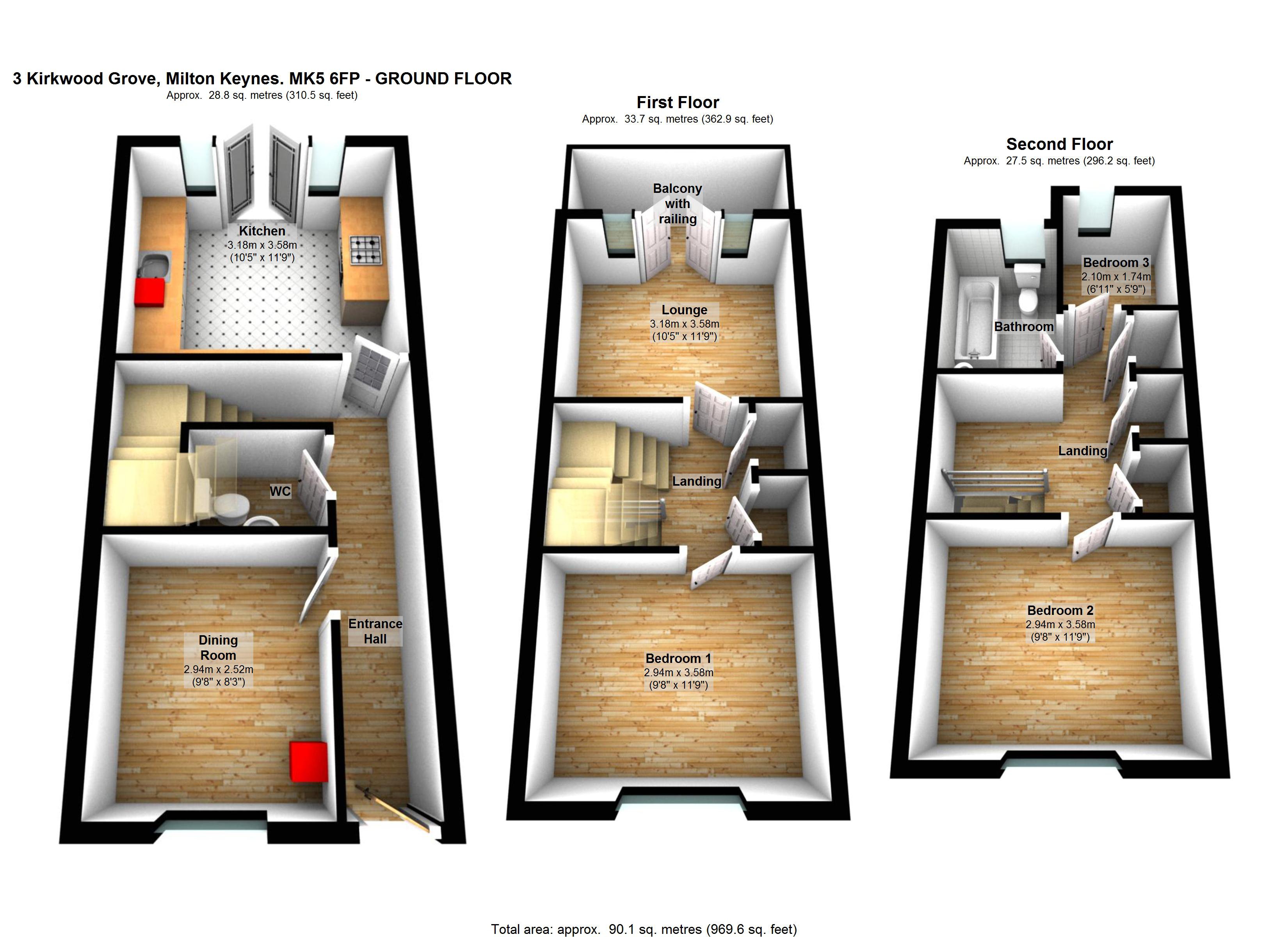 3 Bedrooms Town house to rent in Kirkwood Grove, Medbourne, Milton Keynes MK5