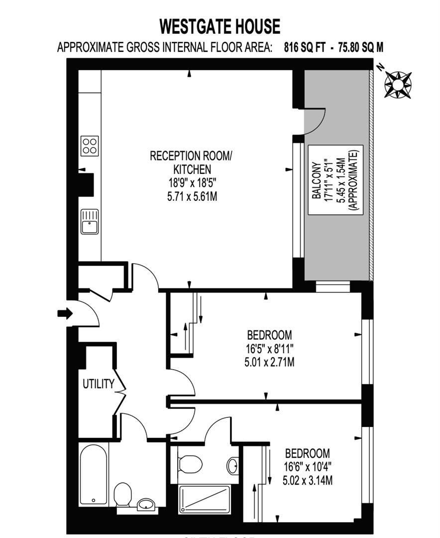 41324234, West Gate House, London floorplan