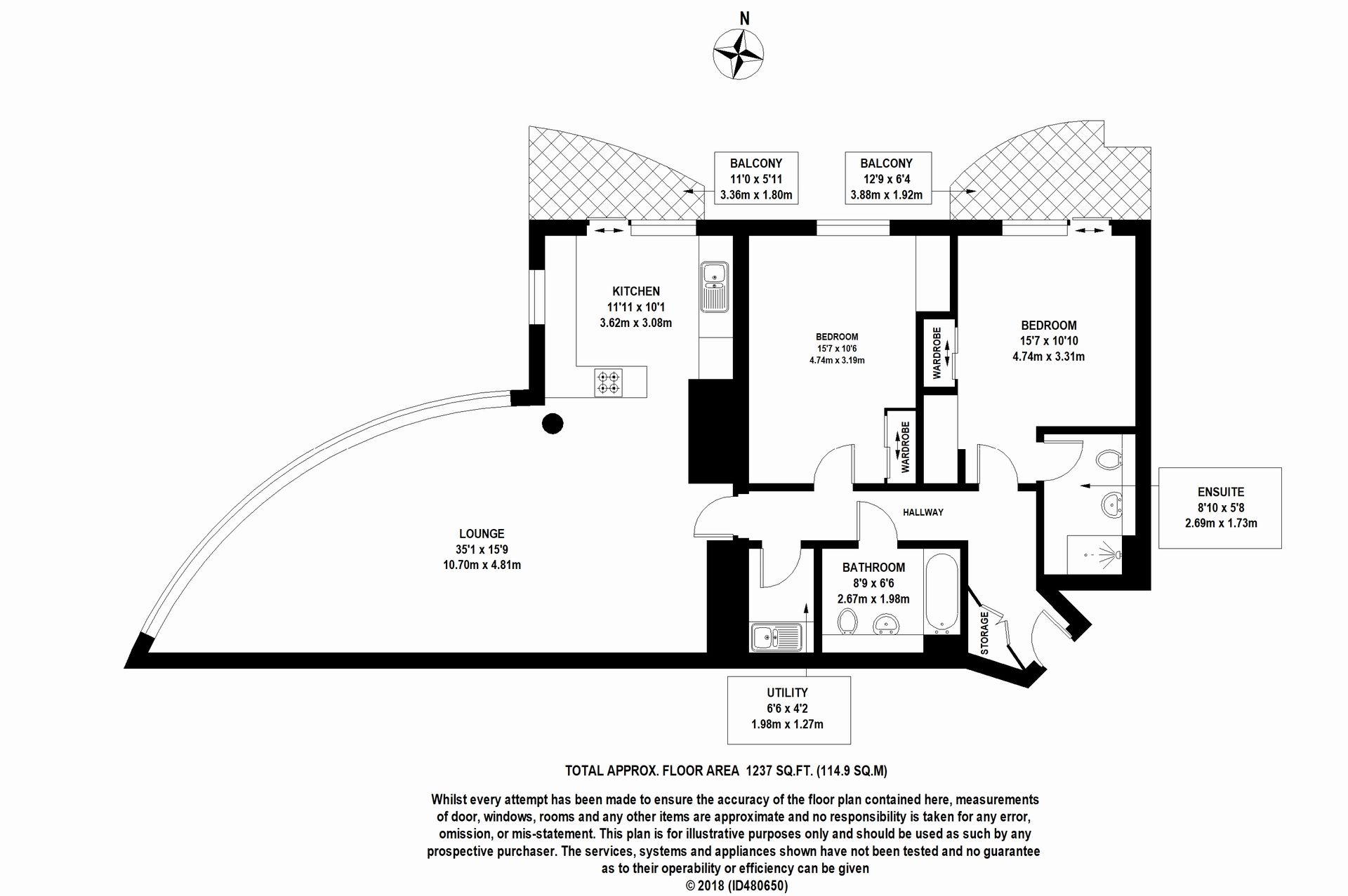 2 Bedrooms Flat to rent in Flagstaff House, St. George Wharf, Vauxhall, London SW8