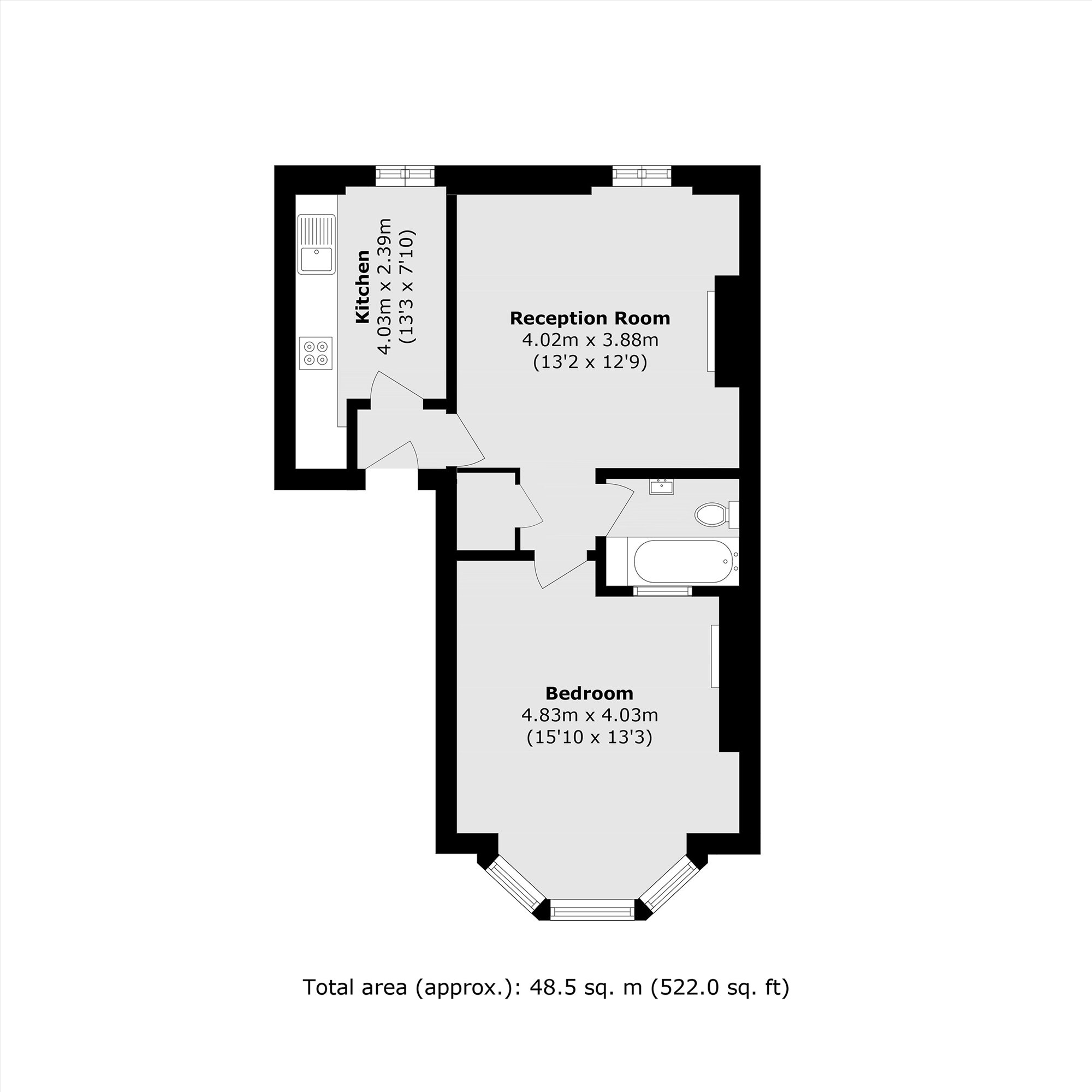 Upper Ground Floor Flat, 47, Allfarthing Lane, London floorplan