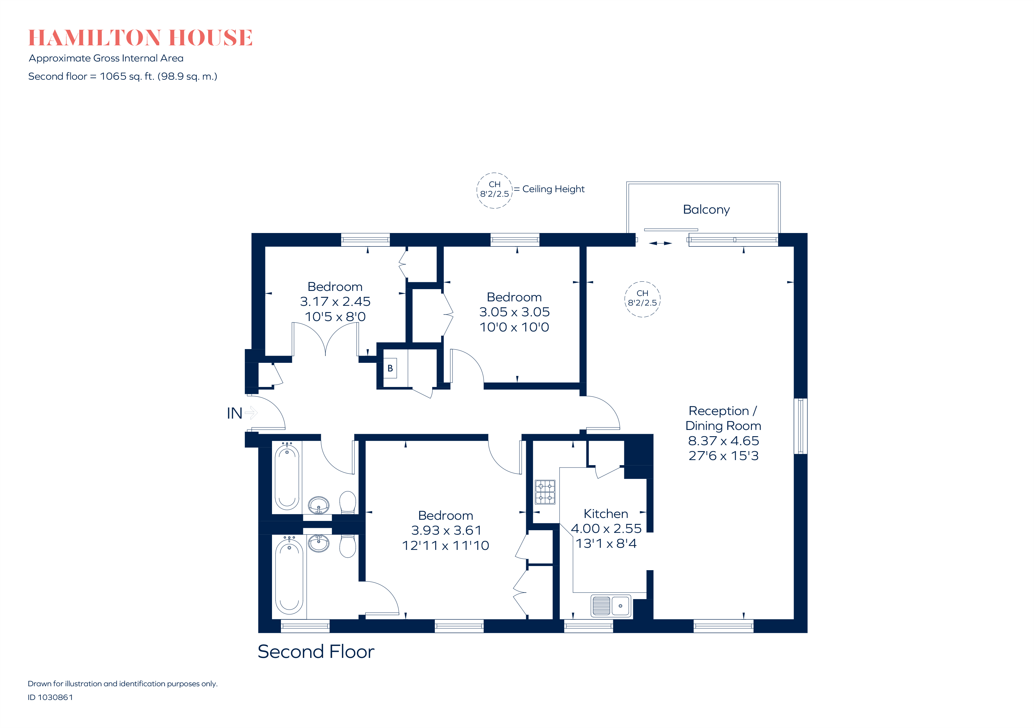 Flat 8, Hamilton House, Vicarage Gate, London floorplan