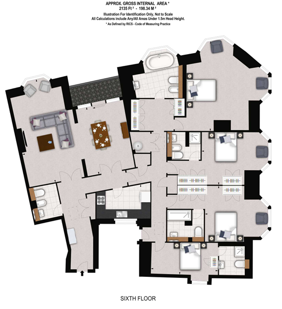 Penthouse B, Strathmore Court, St John's Wood, NW8, London floorplan