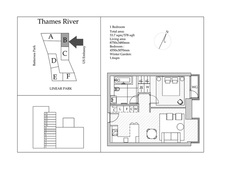 1 Bedrooms Flat to rent in New Union Square, London SW11