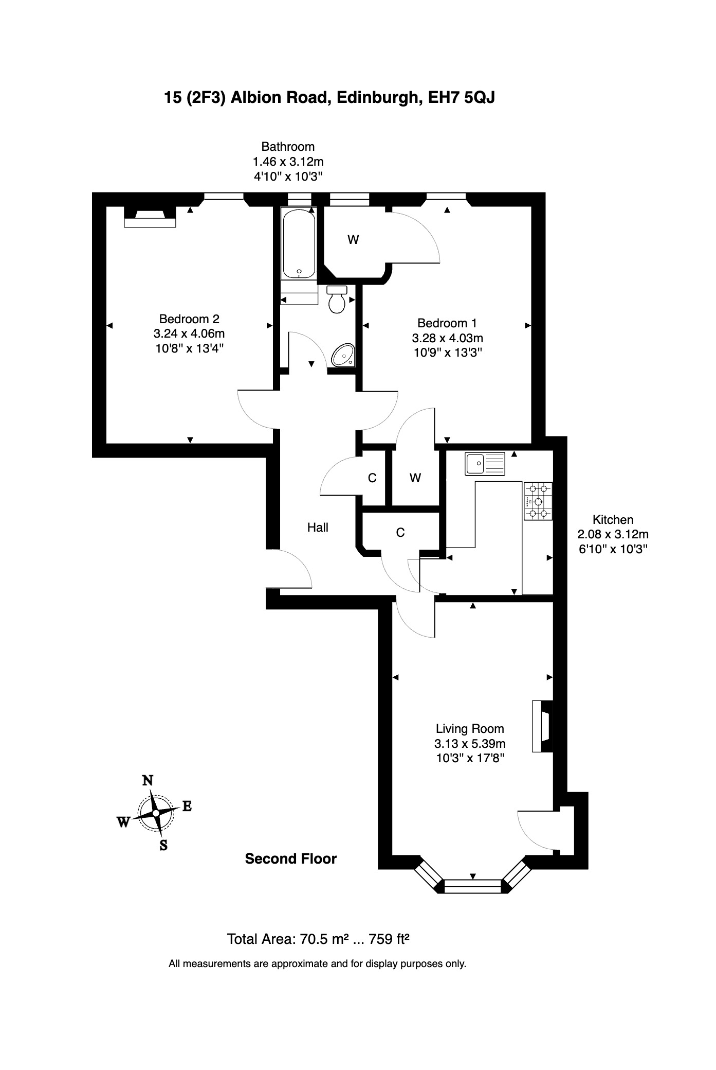 15 (2F3), Albion Road, Edinburgh EH7, 2 bedroom flat for sale