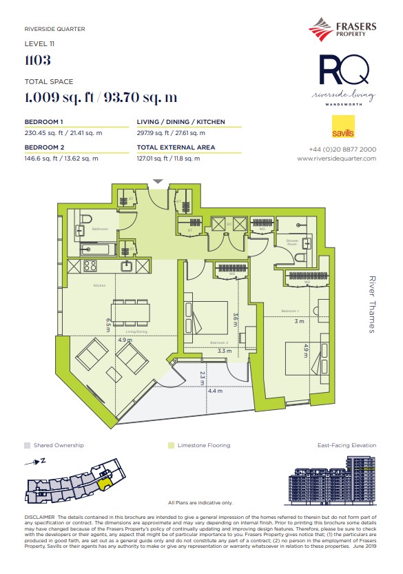 Apartment 1103 - Riverside Quarter,, 9 Eastfields, Wandsworth floorplan