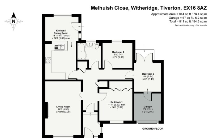 1 Melhuish Close, Witheridge Tiverton Devon, Tiverton floorplan