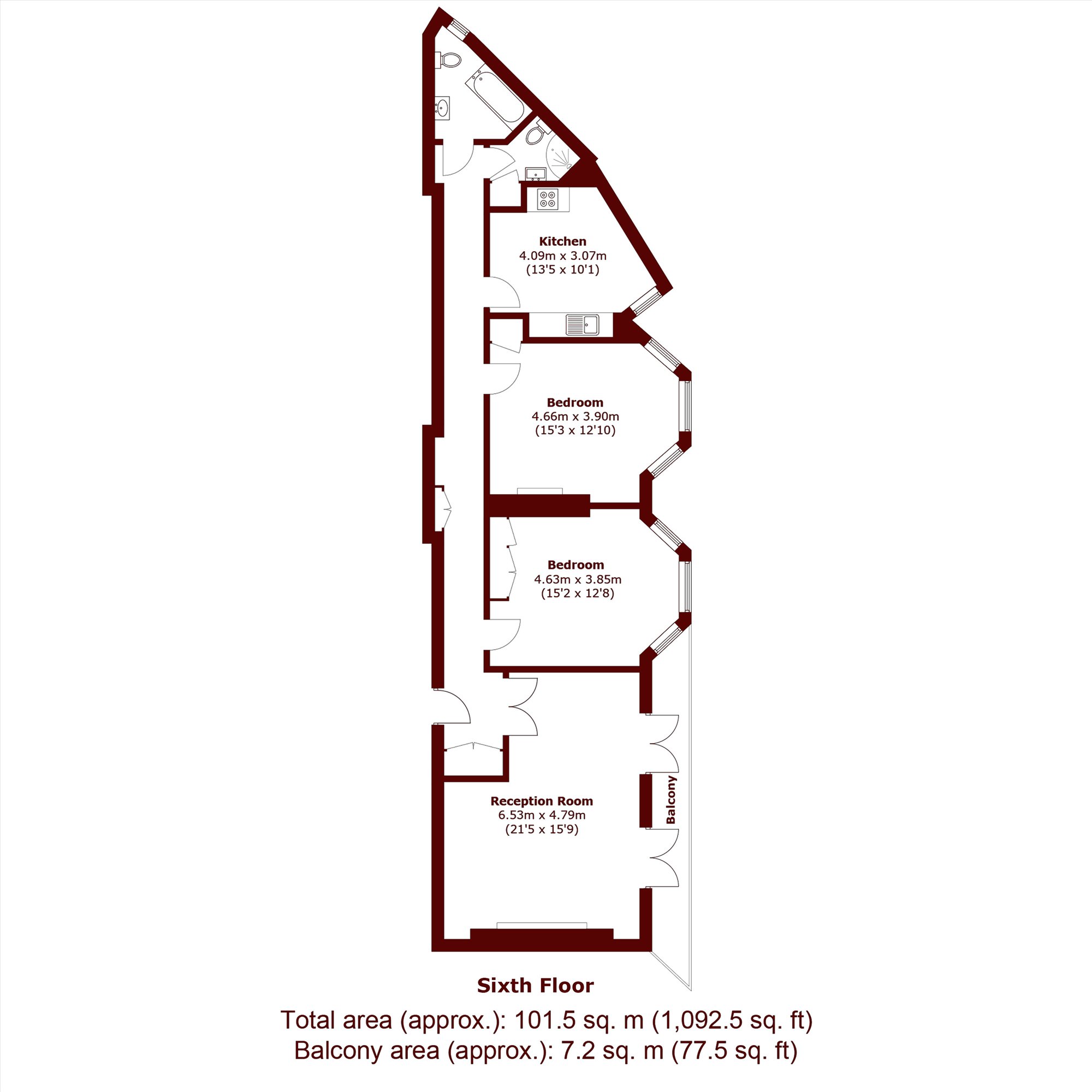 83B, Ashley Gardens, London floorplan