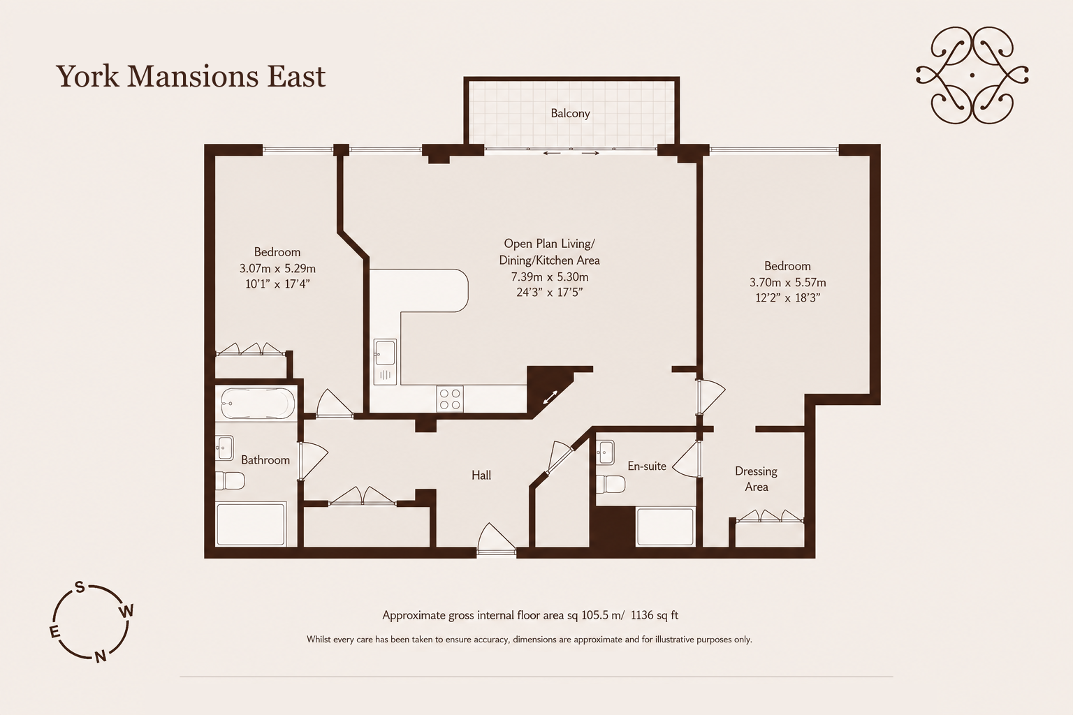 Flat 10 York Mansions East,, Temple Gardens, East Sussex floorplan