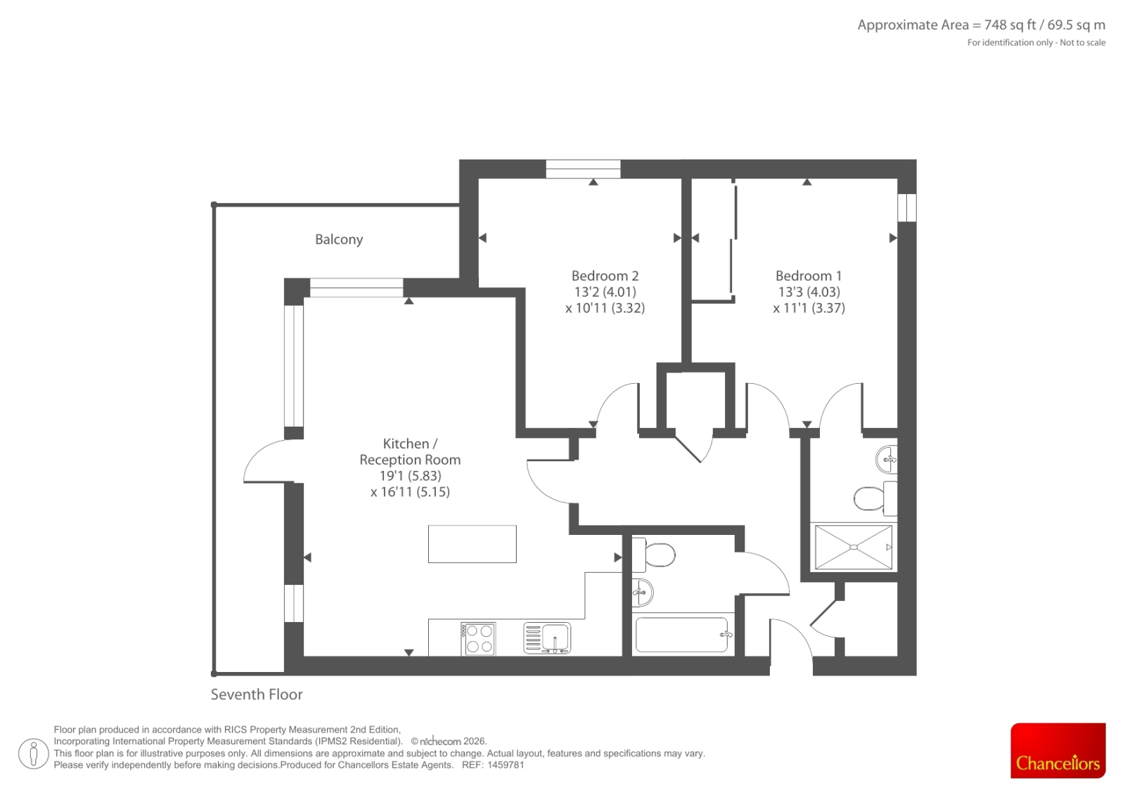 Flat 44, Regents Court,, Victoria Way, Surrey floorplan