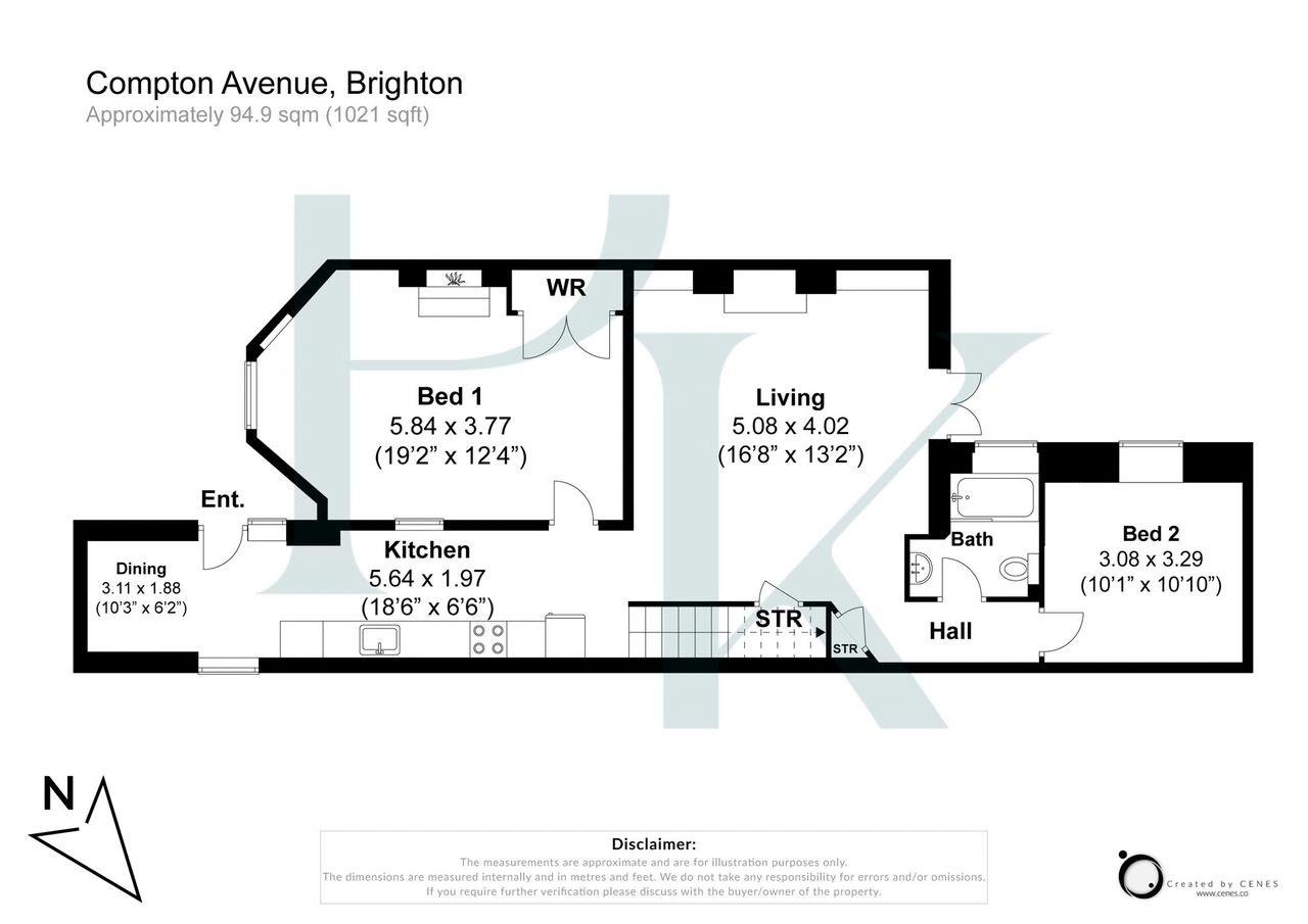 Flat 1, 31, Compton Avenue, Brighton floorplan
