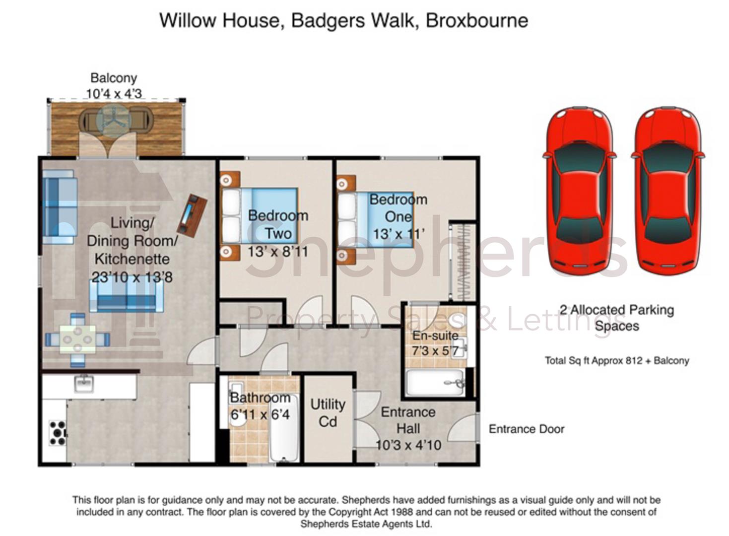 Flat 6a, Willow House, Badgers Walk, Broxbourne floorplan