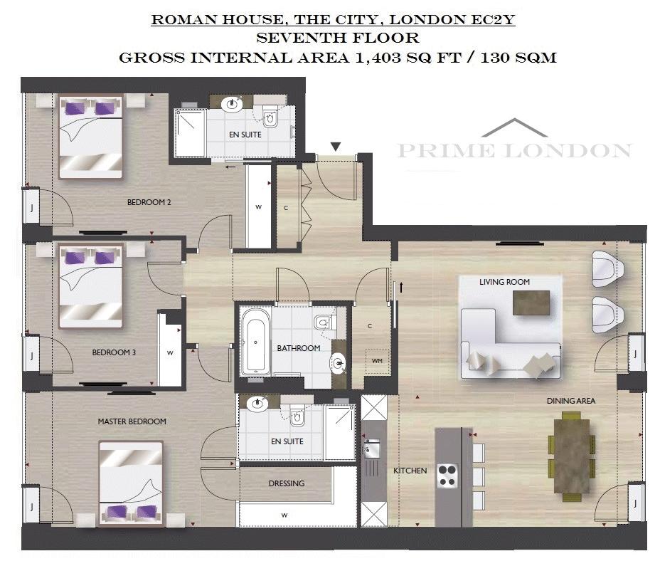 3 Bedrooms Flat to rent in Roman House, Wood Street, The City EC2Y