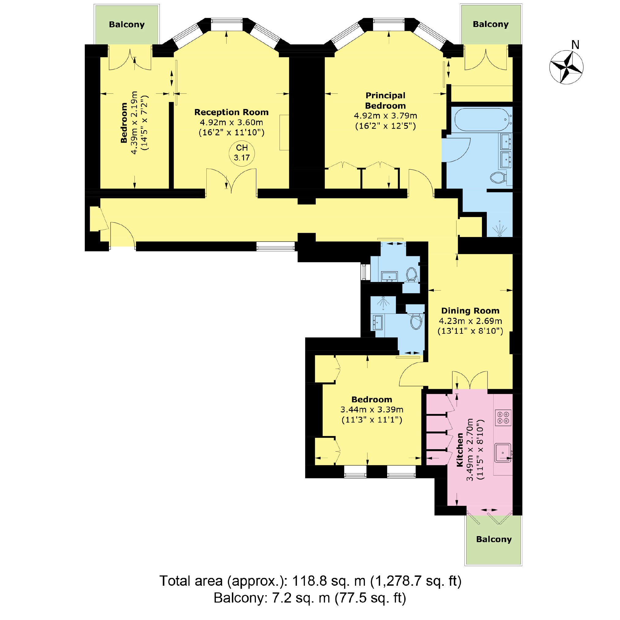Flat D, 57, Green Street, London floorplan