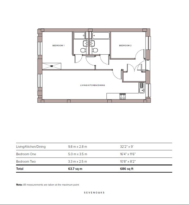 Chandlers Place A12 (Type 2), 136, Chandlers Place, High Street, Kent floorplan