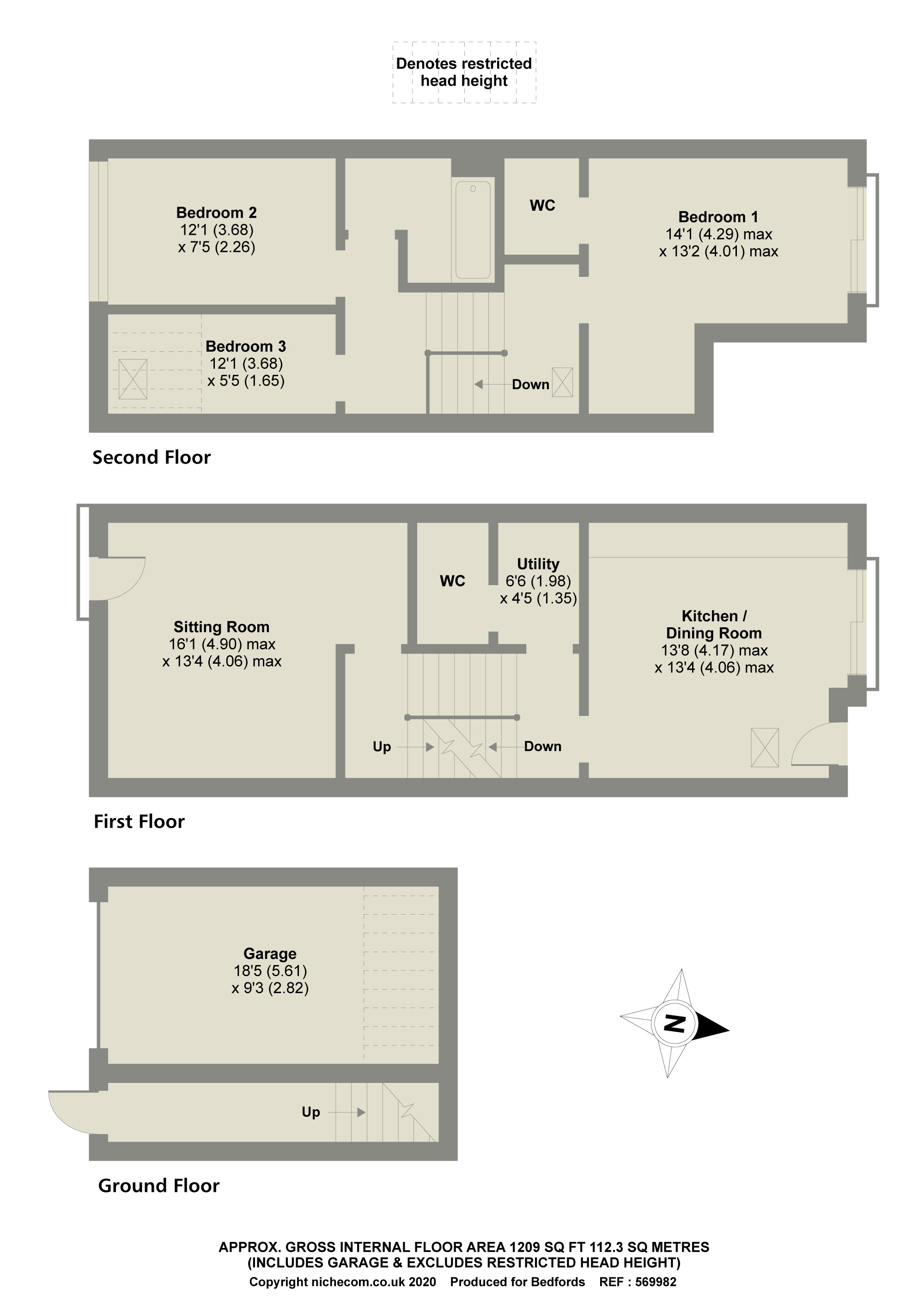 Out Westgate, Bury St Edmunds IP33, 3 bedroom town house for sale