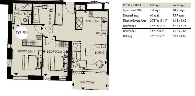 2 Bedrooms Flat for sale in Skylark Point, Woodberry Grove, London N4