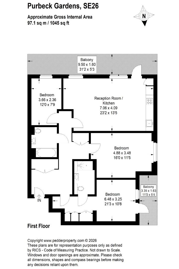 Flat 8, 3, Purbeck Gardens, London floorplan