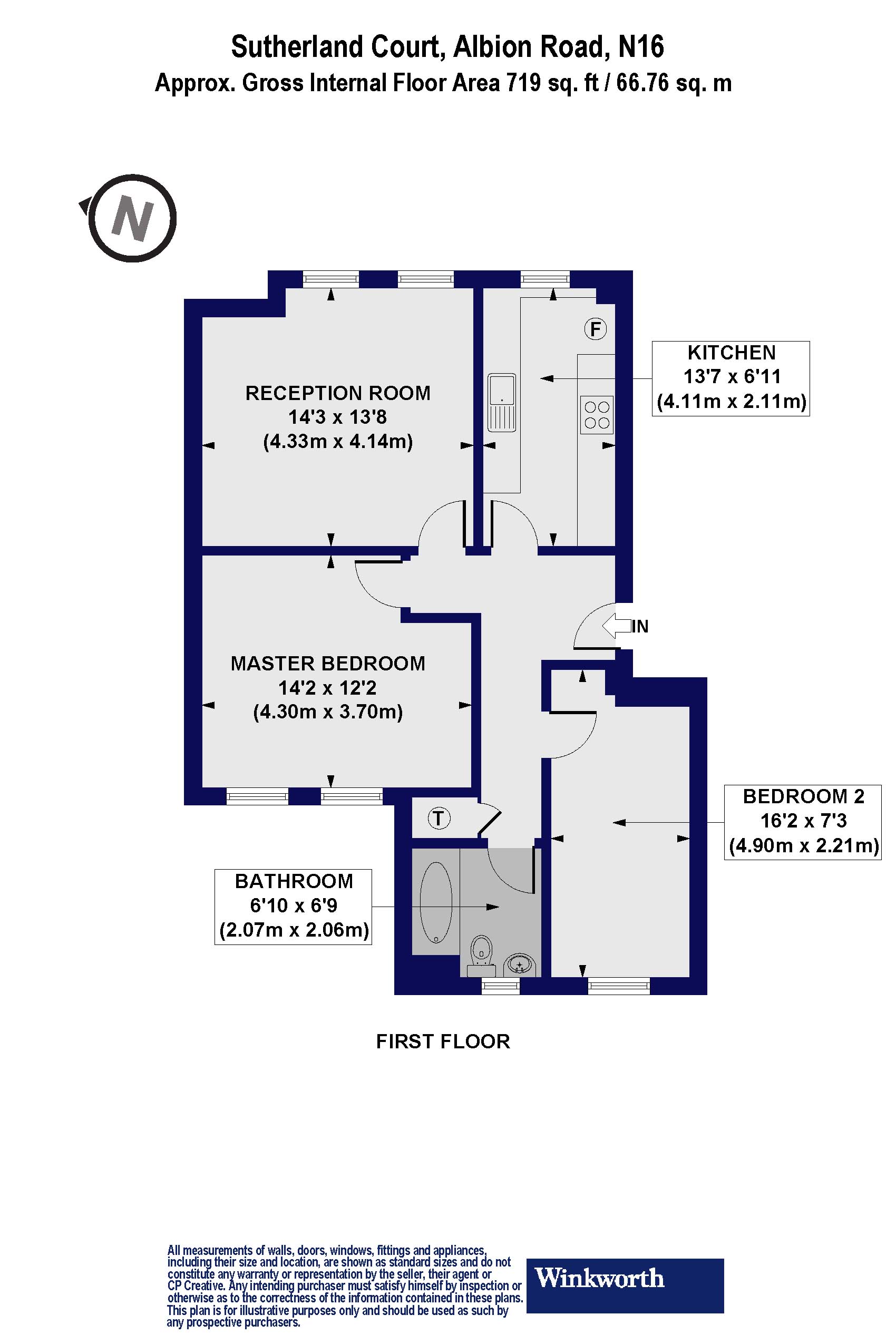 Flat 6, Sutherland Court, 203, Albion Road, London floorplan