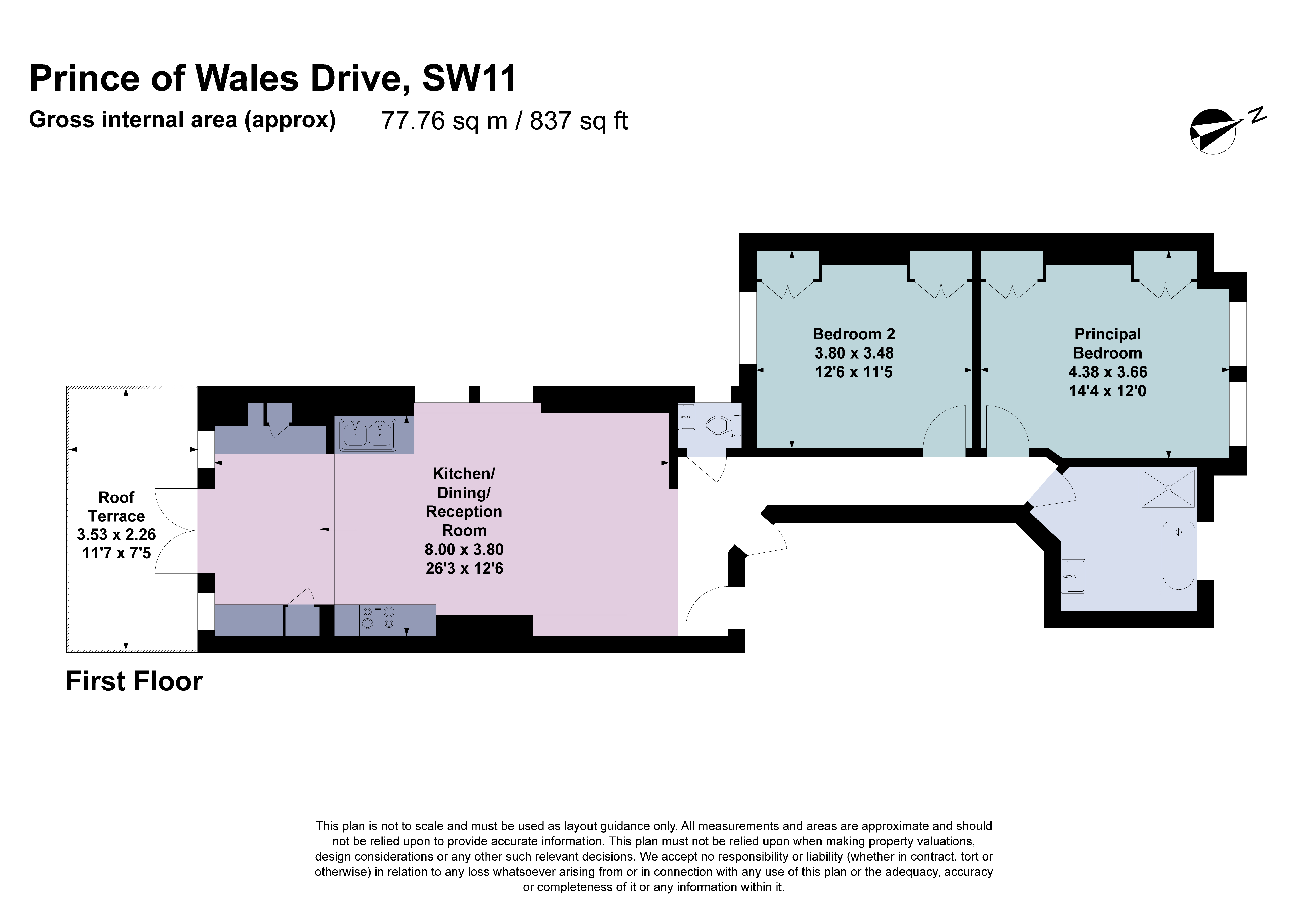 First Floor Flat, 44, Prince of Wales Drive, London floorplan