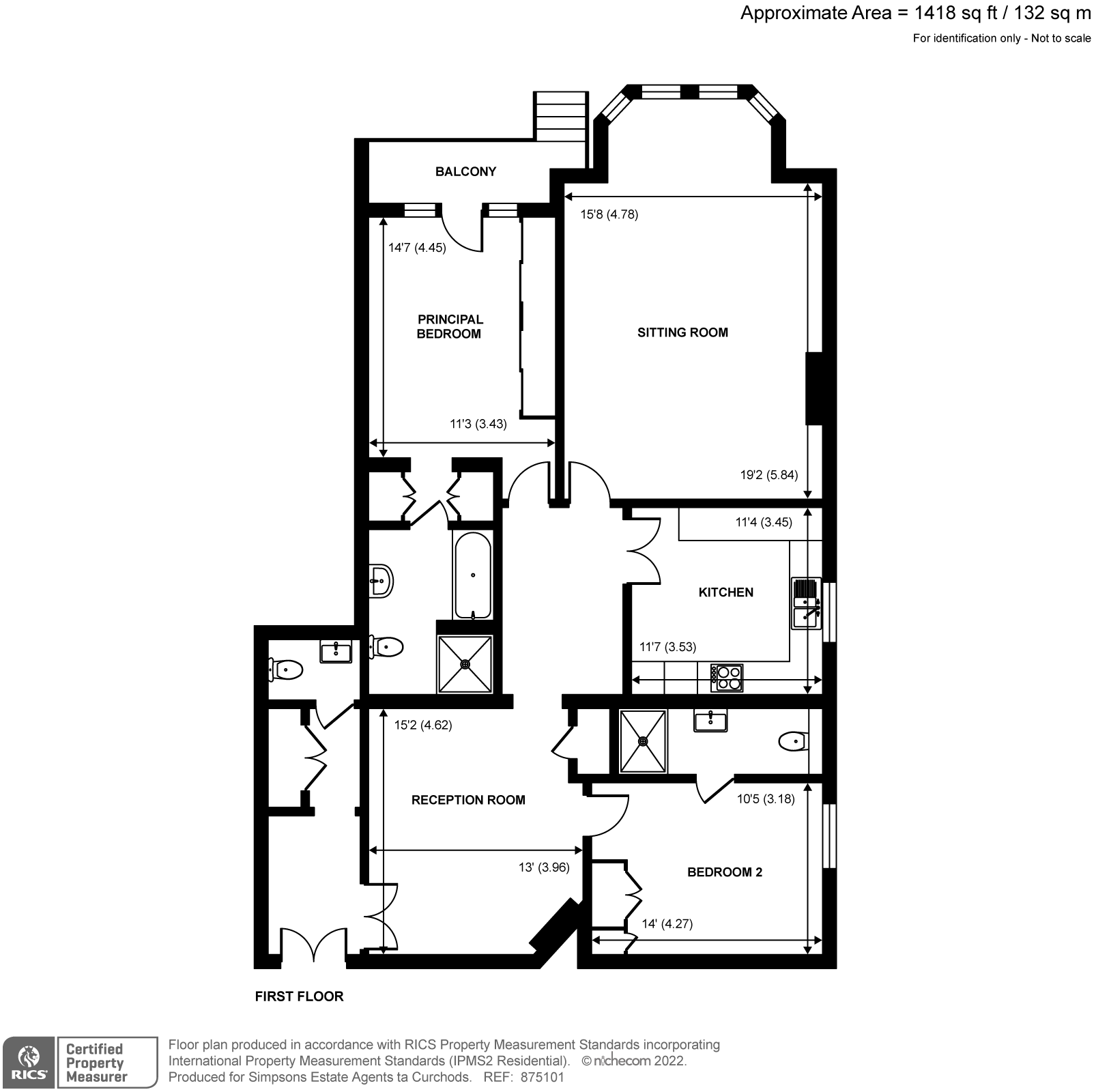 Flat 3, The Villiers,, Gower Road, Weybridge floorplan