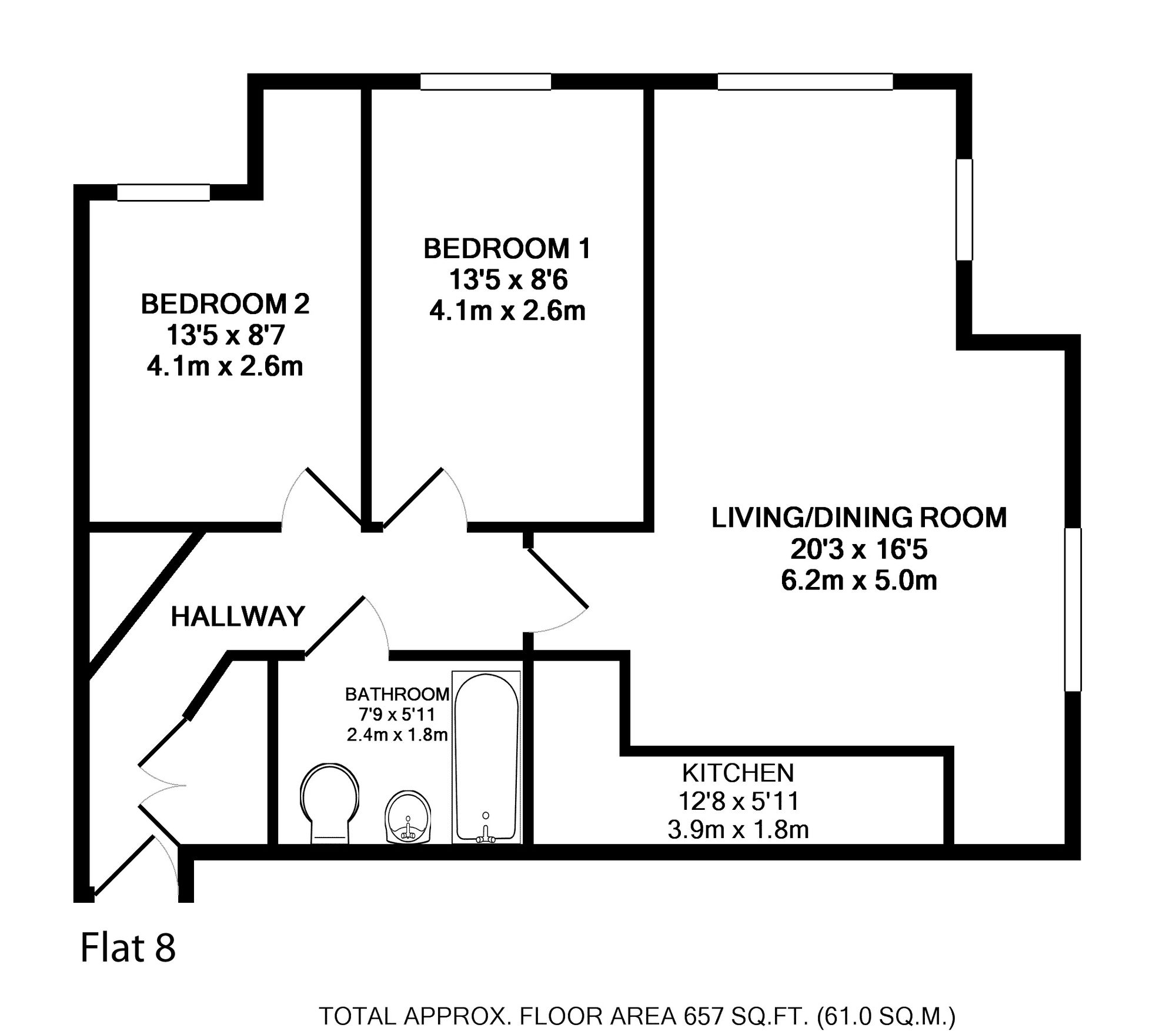 Flat 8, The Corner House Windmill Lane, Epsom floorplan