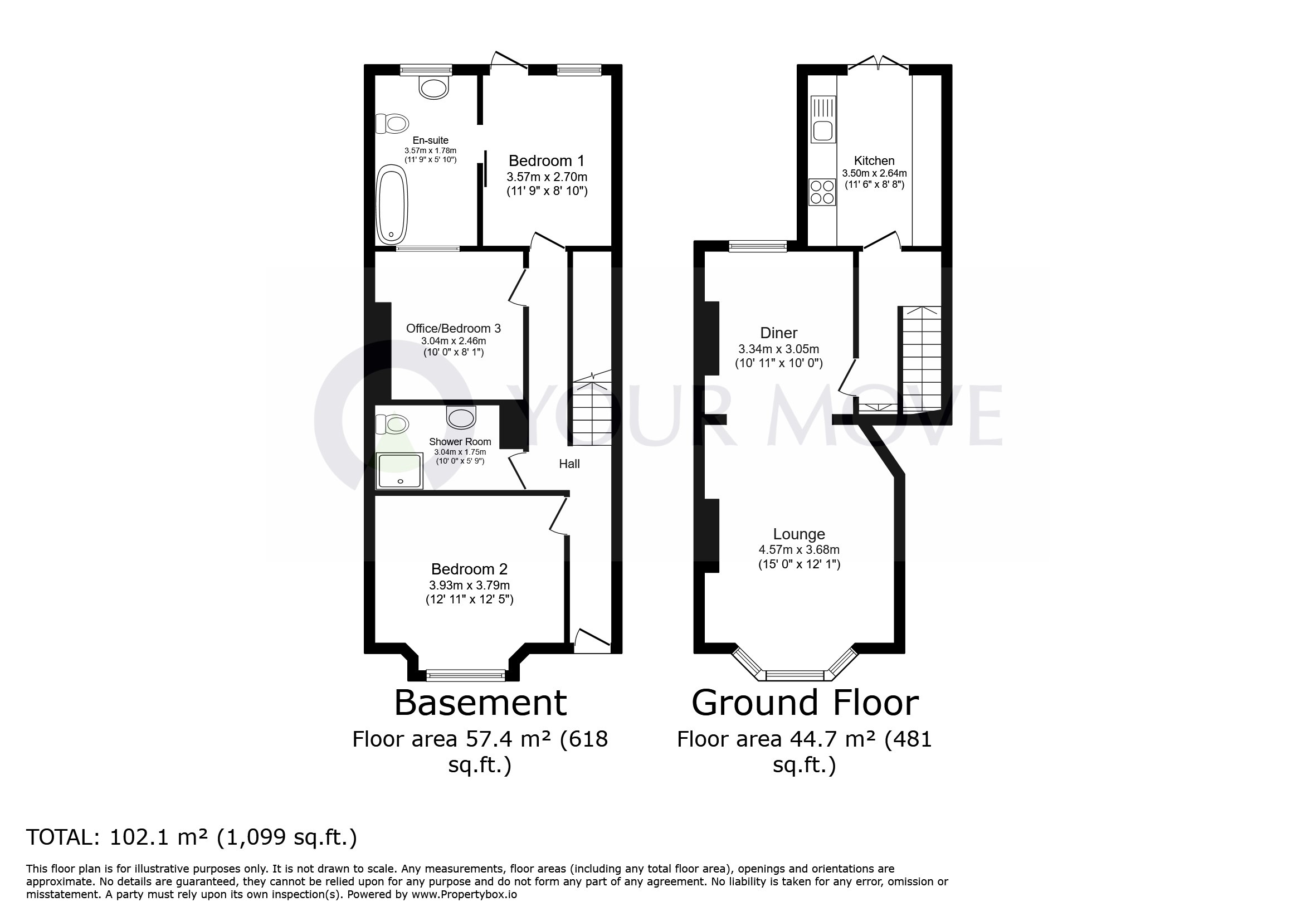 Basement Flat, 107, High Street, Kent floorplan