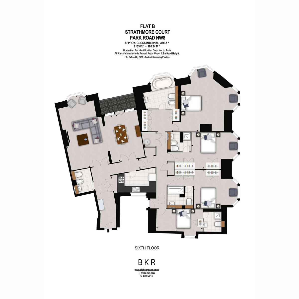 Flat Penthouse B, Strathmore Court, 143, Park Road, London floorplan