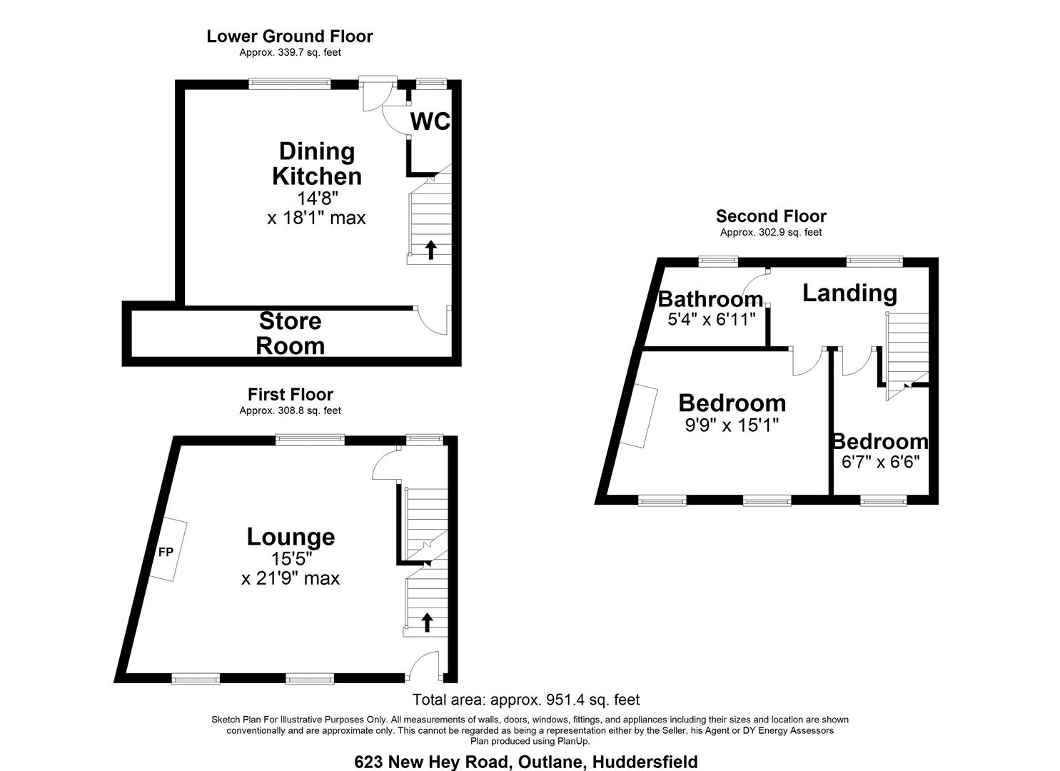 2 Bedrooms End terrace house for sale in New Hey Road, Outlane, Huddersfield HD3