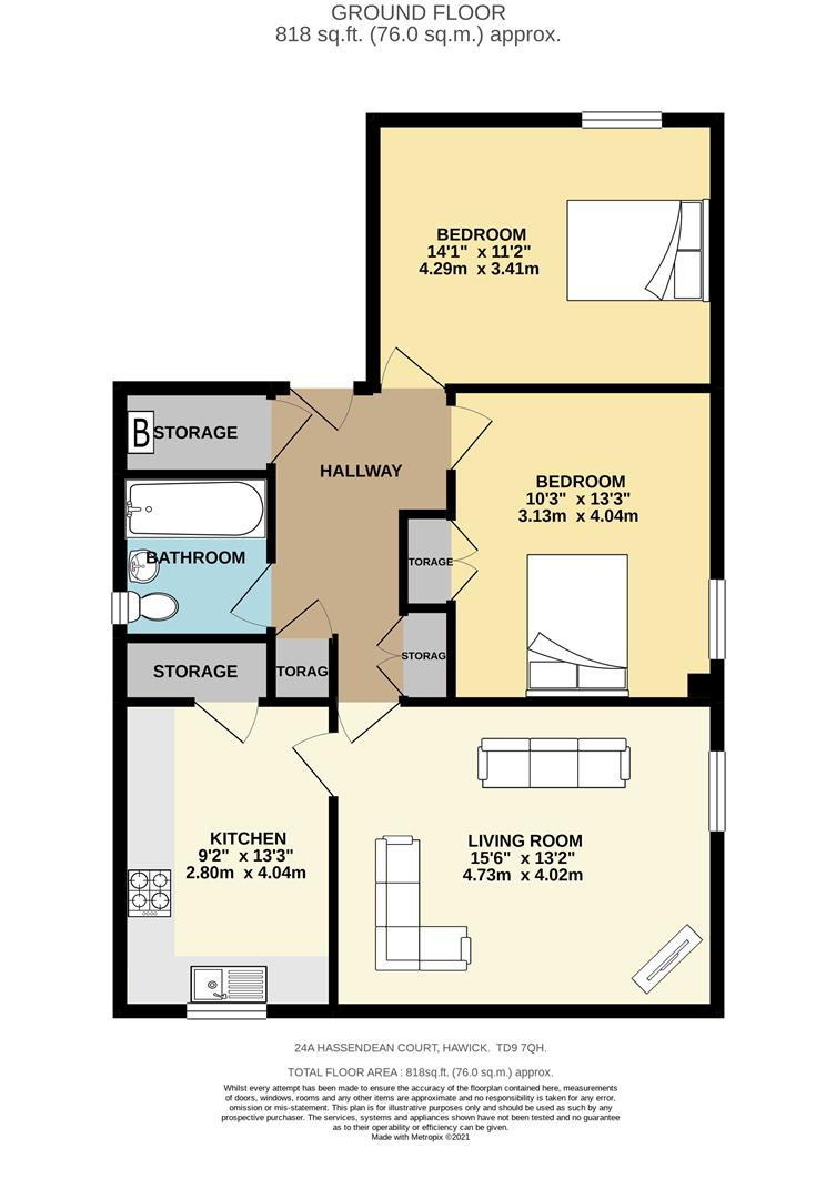 Hassendean Court, Hawick TD9, 2 bedroom flat for sale 58651552