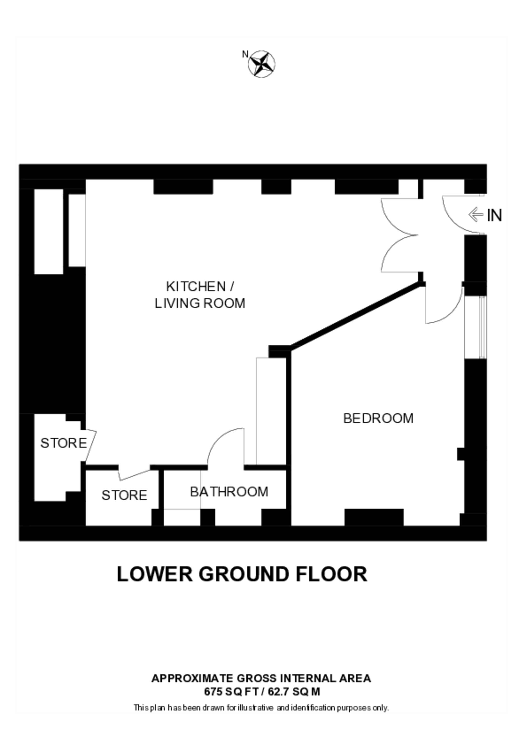 Basement Flat, 46 Bacon Street, E2, Shoreditch floorplan