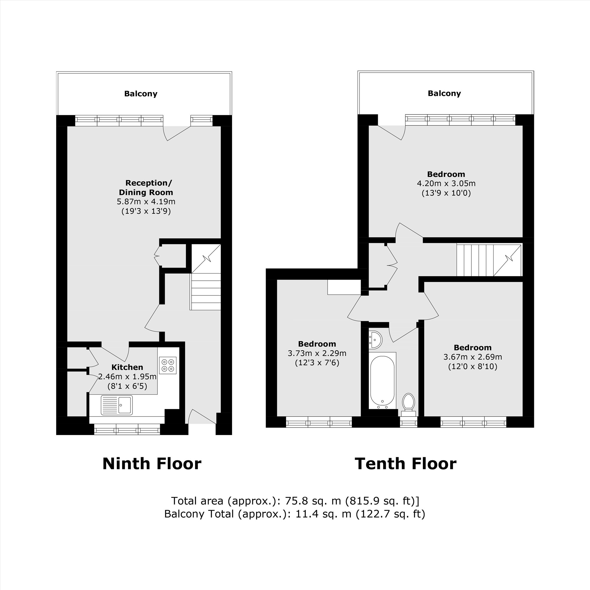 Flat 201, Jim Griffiths House, Clem Attlee Court, London floorplan