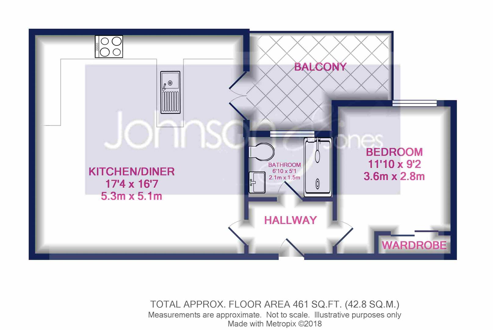 Flat 3 Miadan House, 83, Guildford Street, Chertsey floorplan