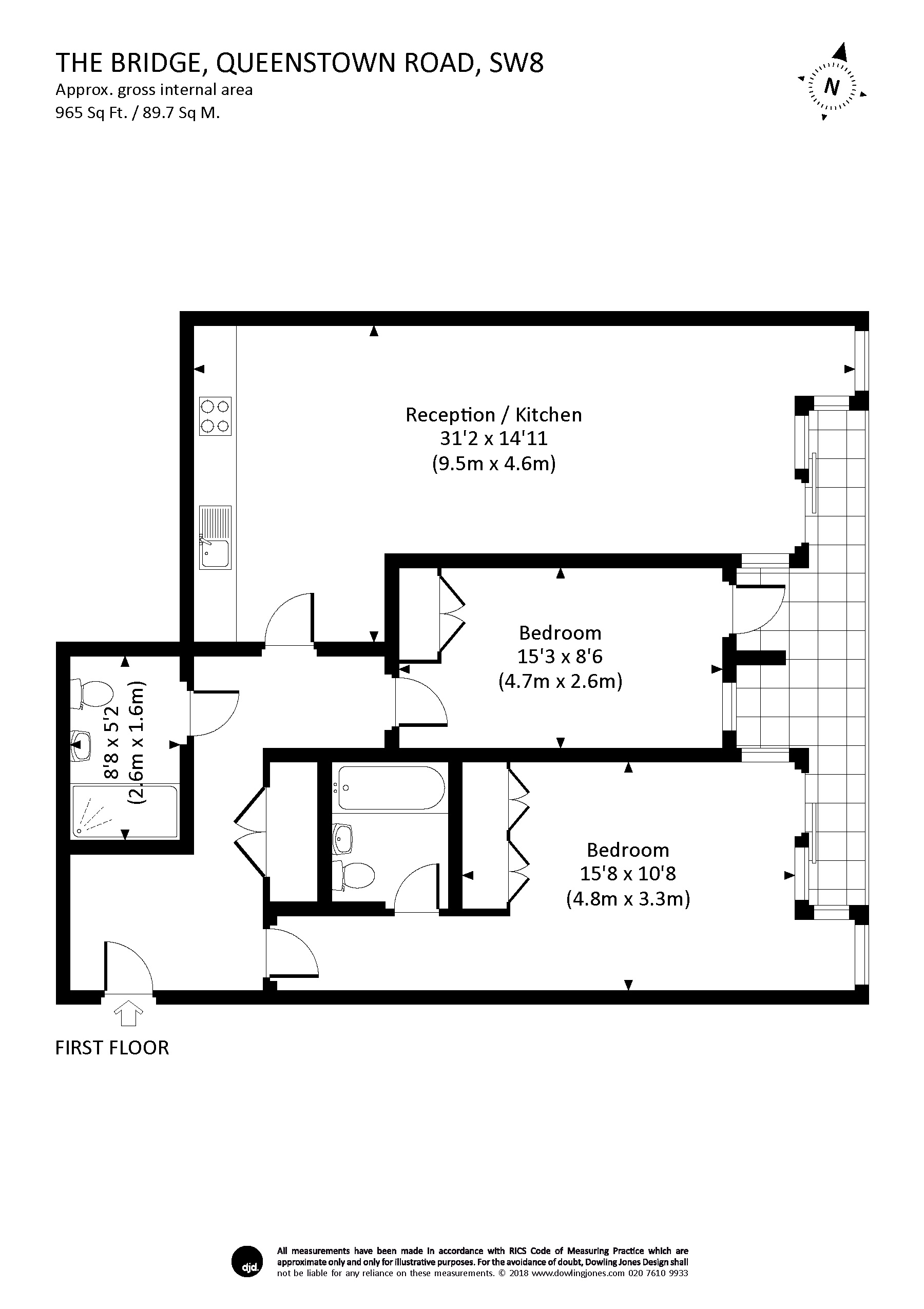 2 Bedrooms Flat to rent in Queenstown Road, London SW8