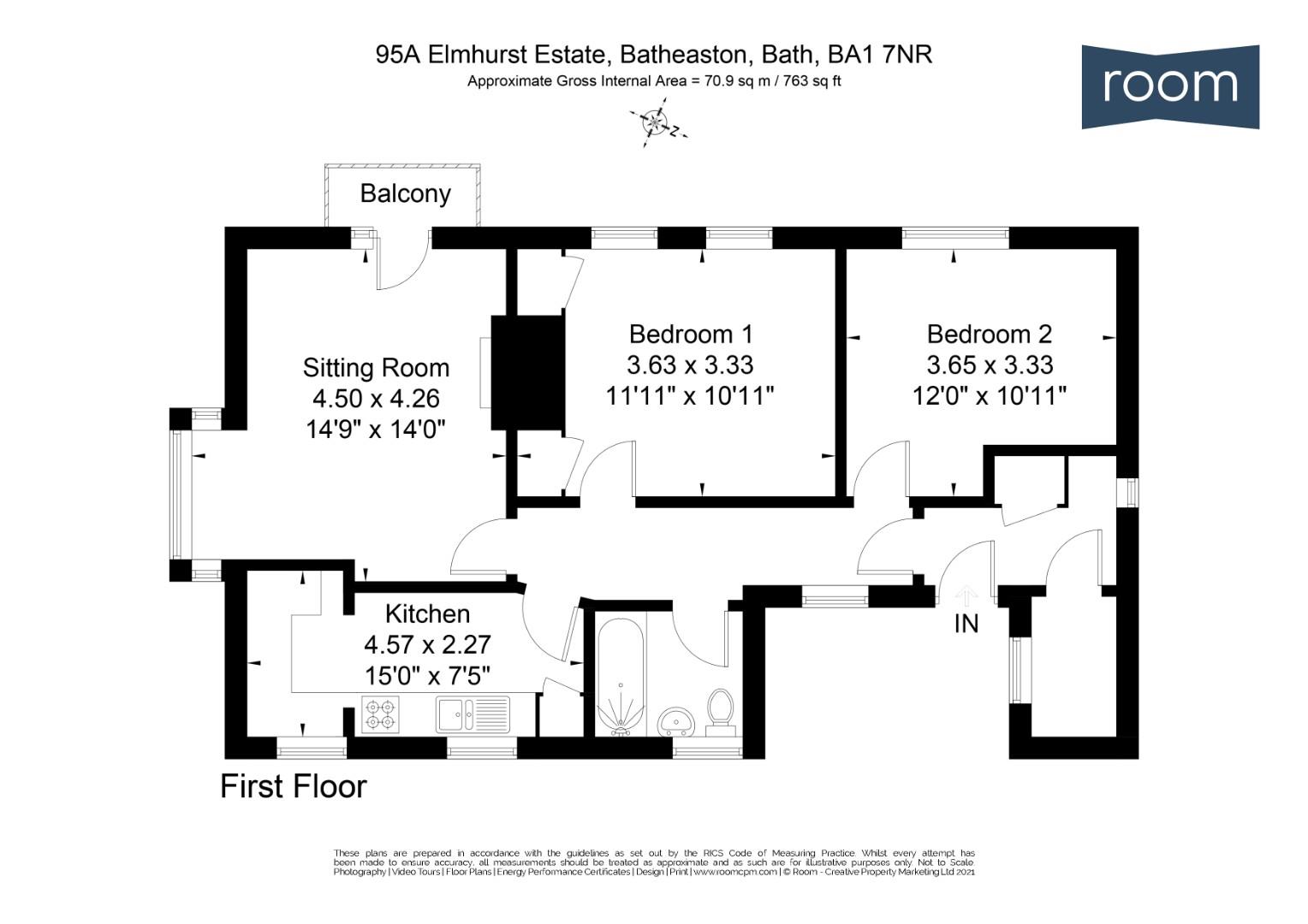 Elmhurst Estate, Batheaston, Bath BA1, 2 bedroom flat to rent