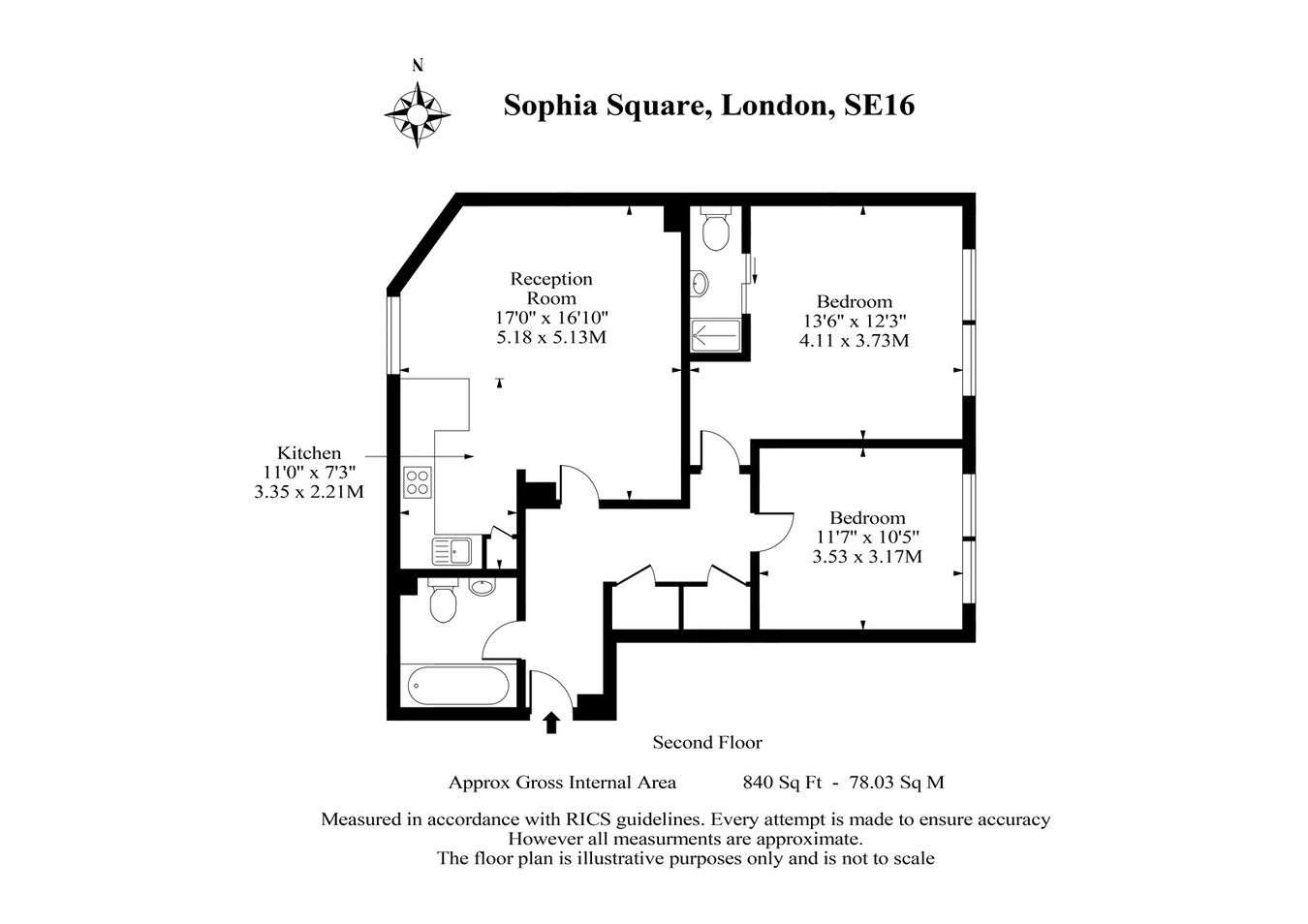 Apartment 24, Sophia Square, London floorplan